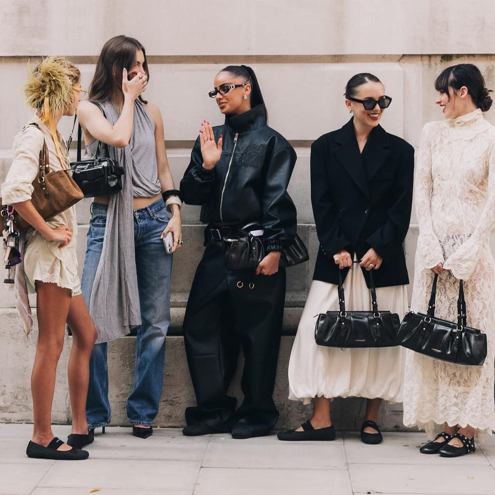 Britton shoulder bag on the streets of London and Paris Fashion Week.