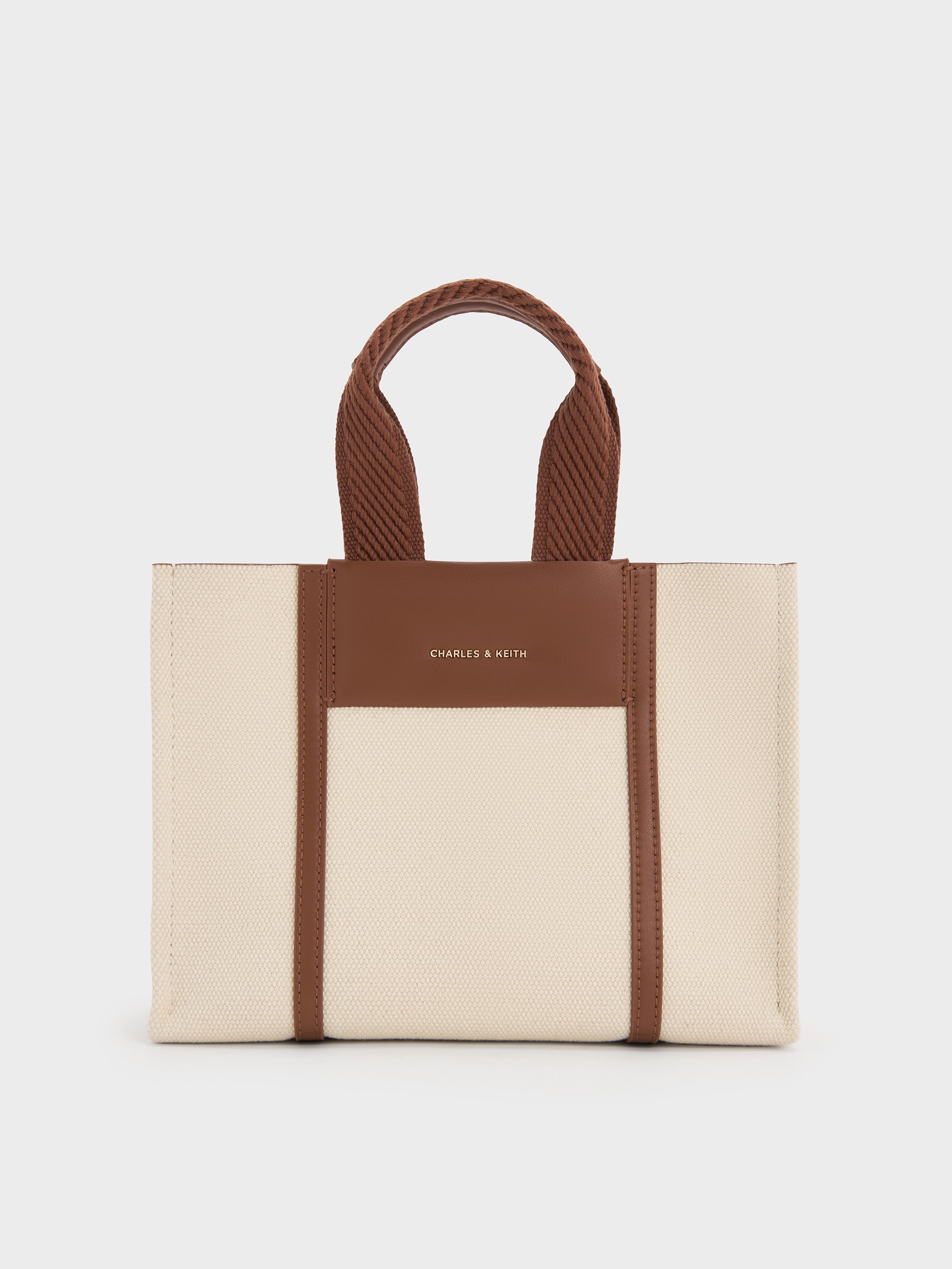 Mini Shalia Canvas Tote Bag - Beige Canvas - CHARLES & KEITH IN