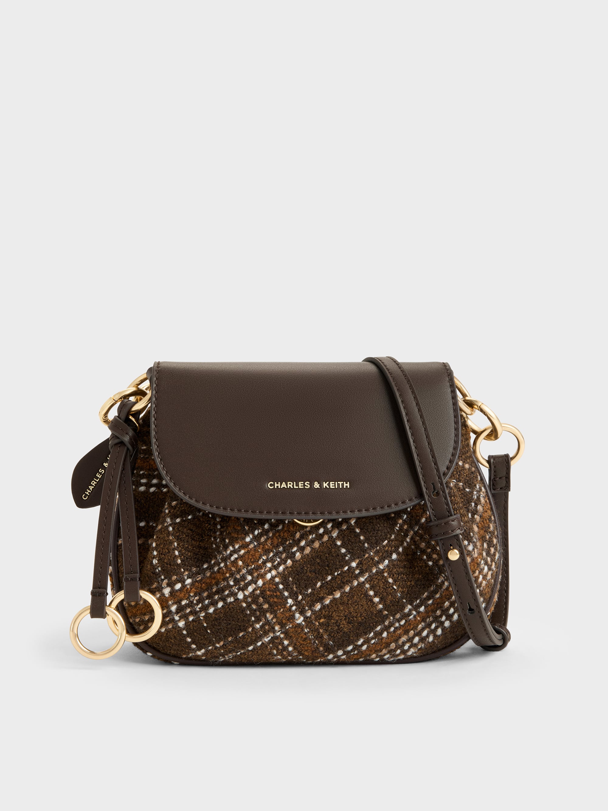 Britton Checkered Ruched Saddle Bag - Multi - CHARLES & KEITH IN