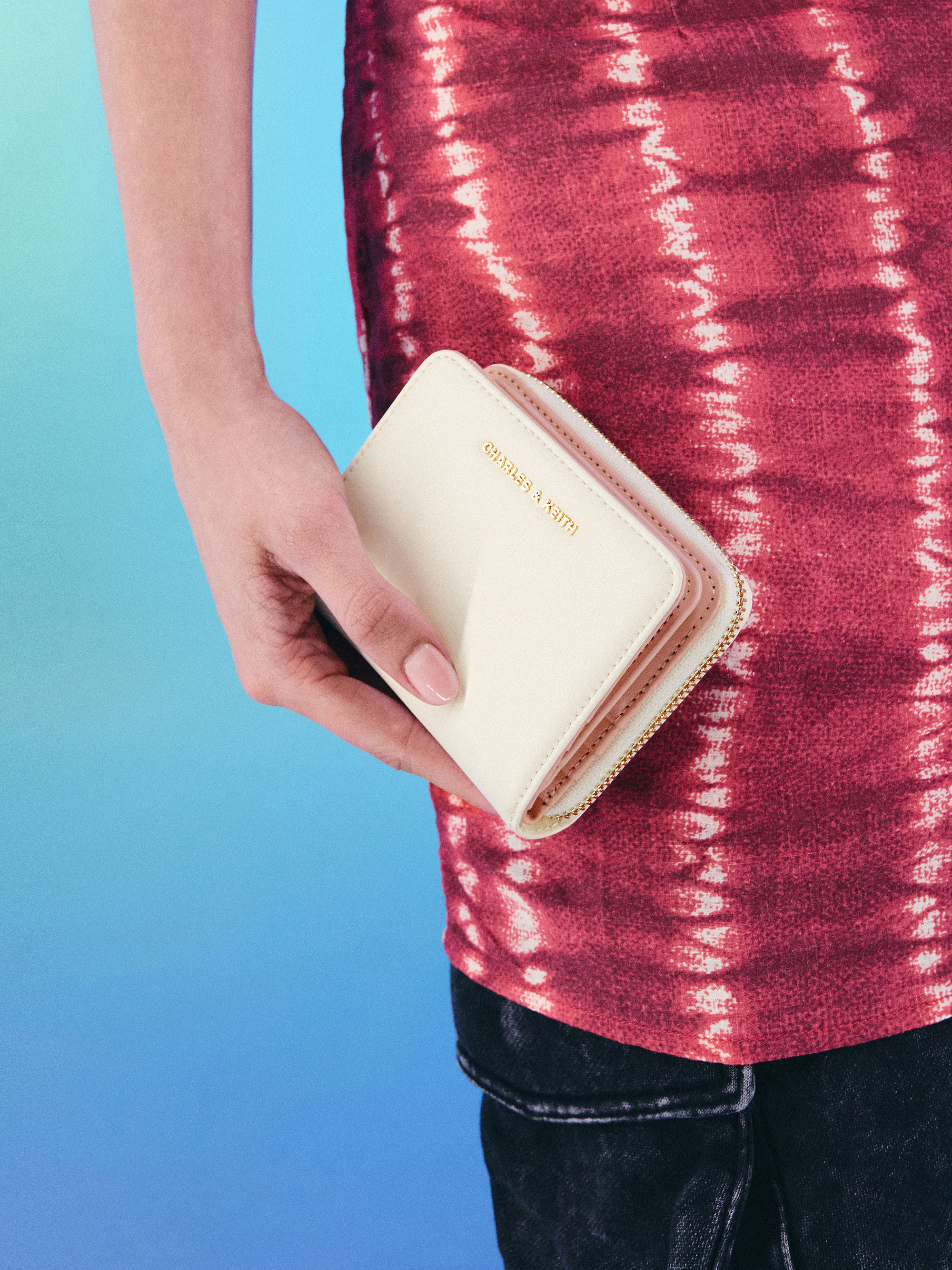Finley Zip-Around Small Wallet - Cream - CHARLES & KEITH IN