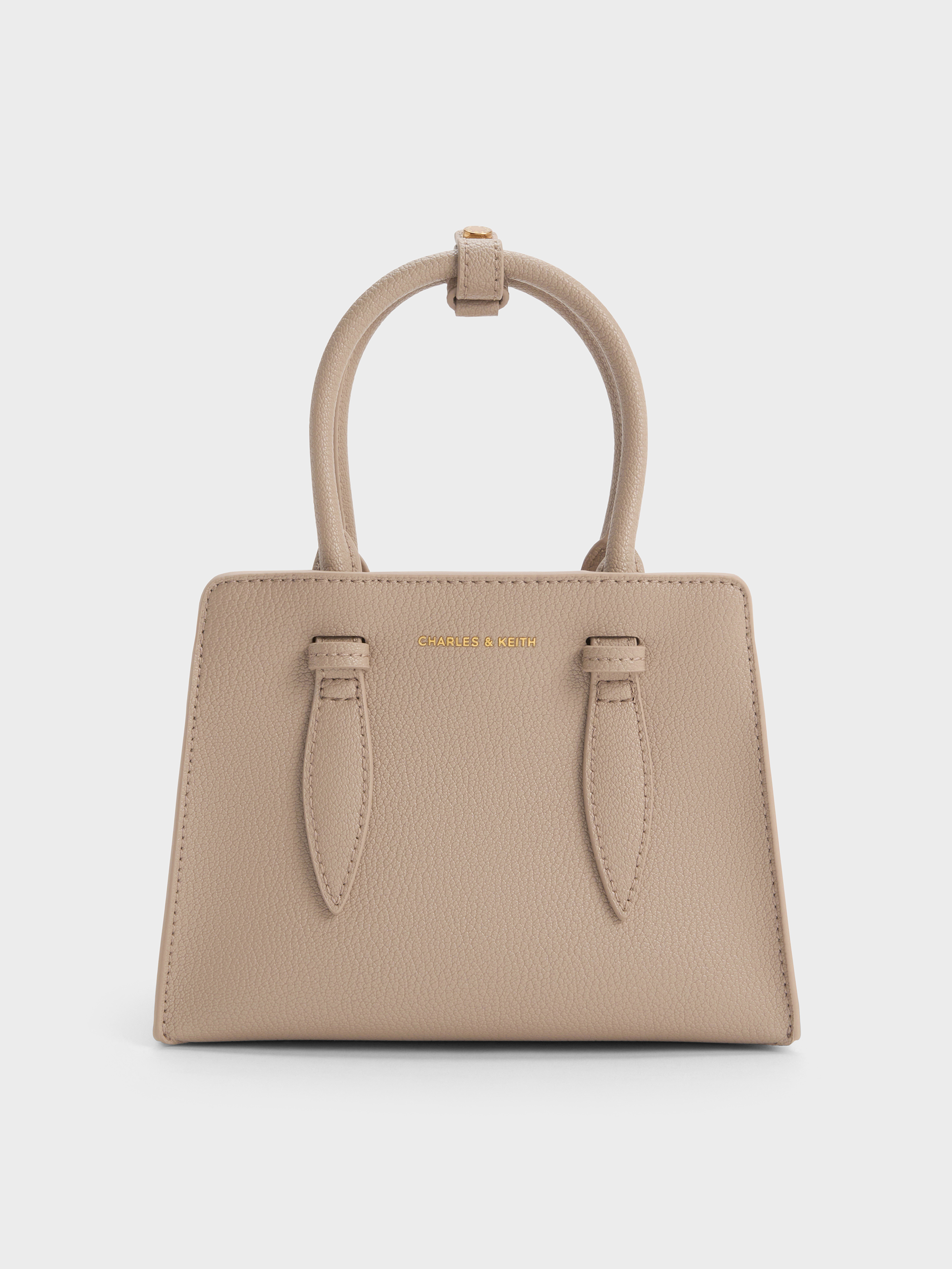 Allyn Structured Trapeze Tote Bag - Taupe - CHARLES & KEITH IN