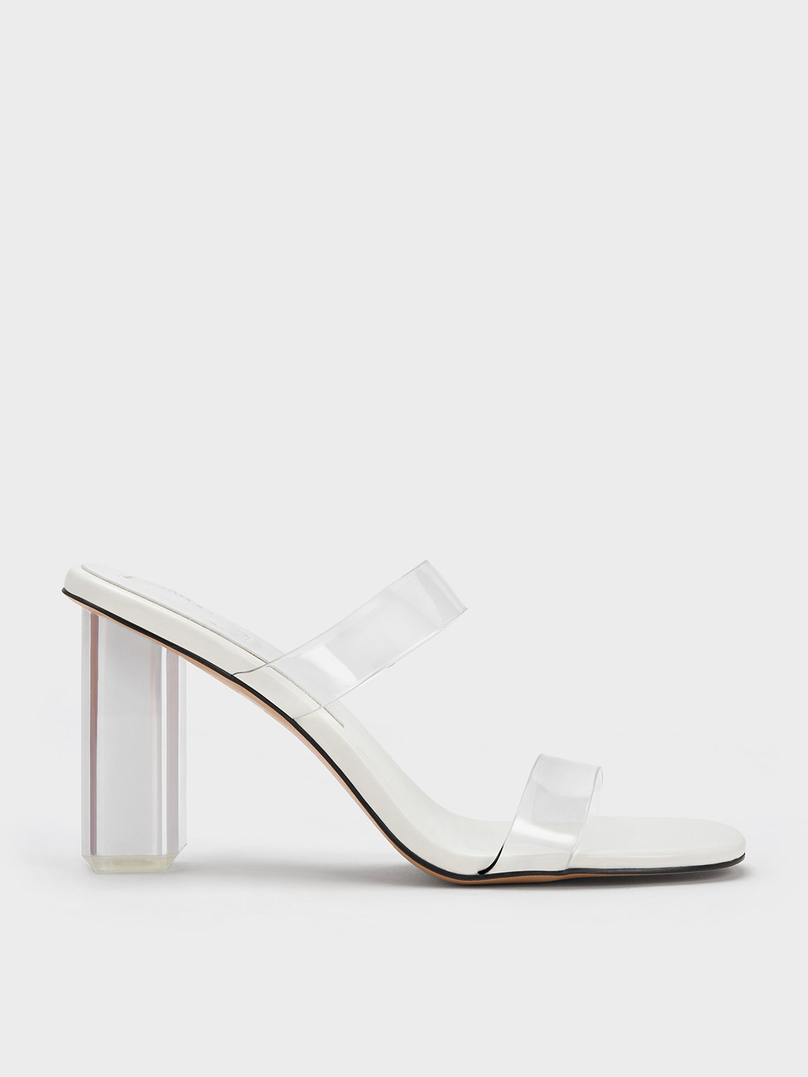 White Fia Geometric Heel Mules CHARLES KEITH IN