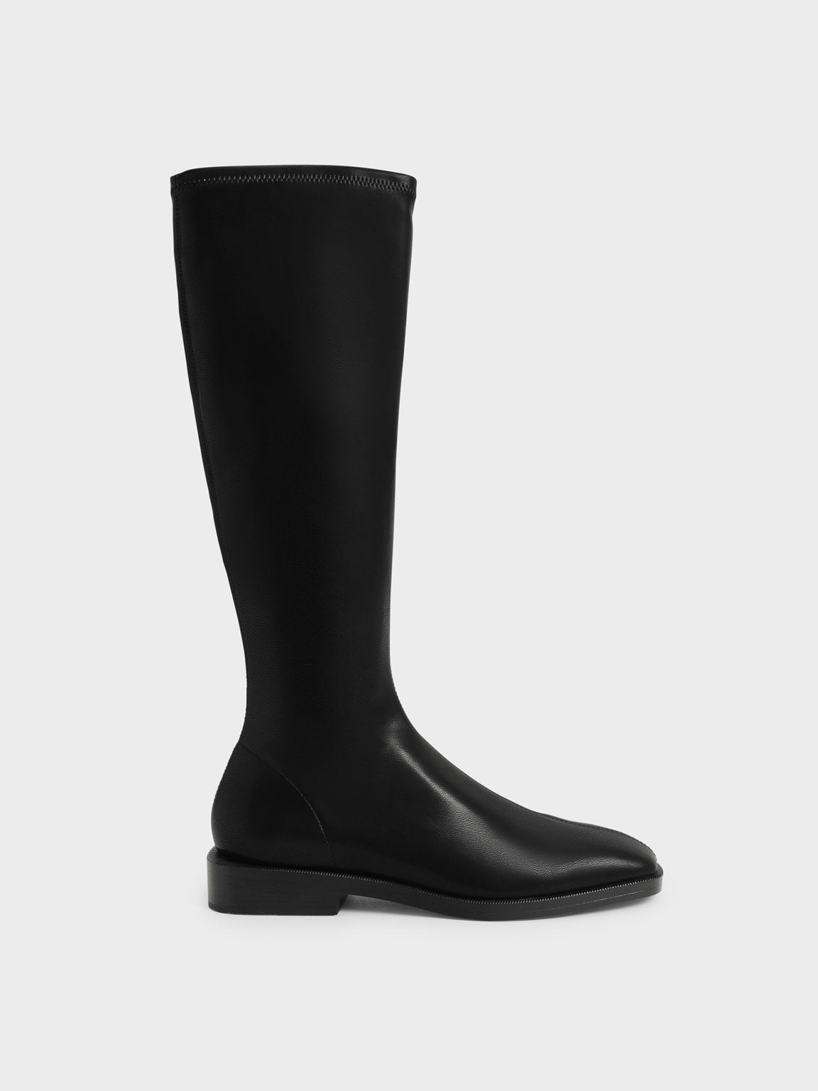 Black Sasky Knee High Flat Boots - CHARLES & KEITH IN
