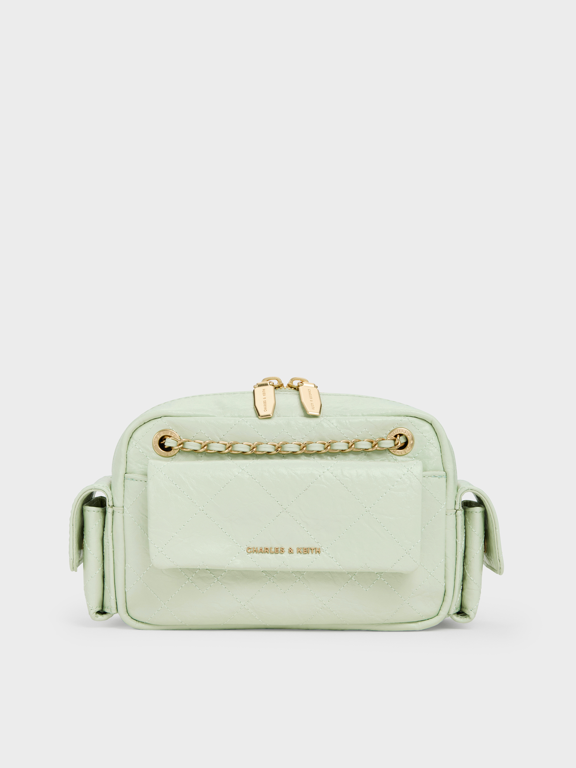 Mint Green Duo Quilted Crossbody Bag - Mint Green - CHARLES & KEITH IN