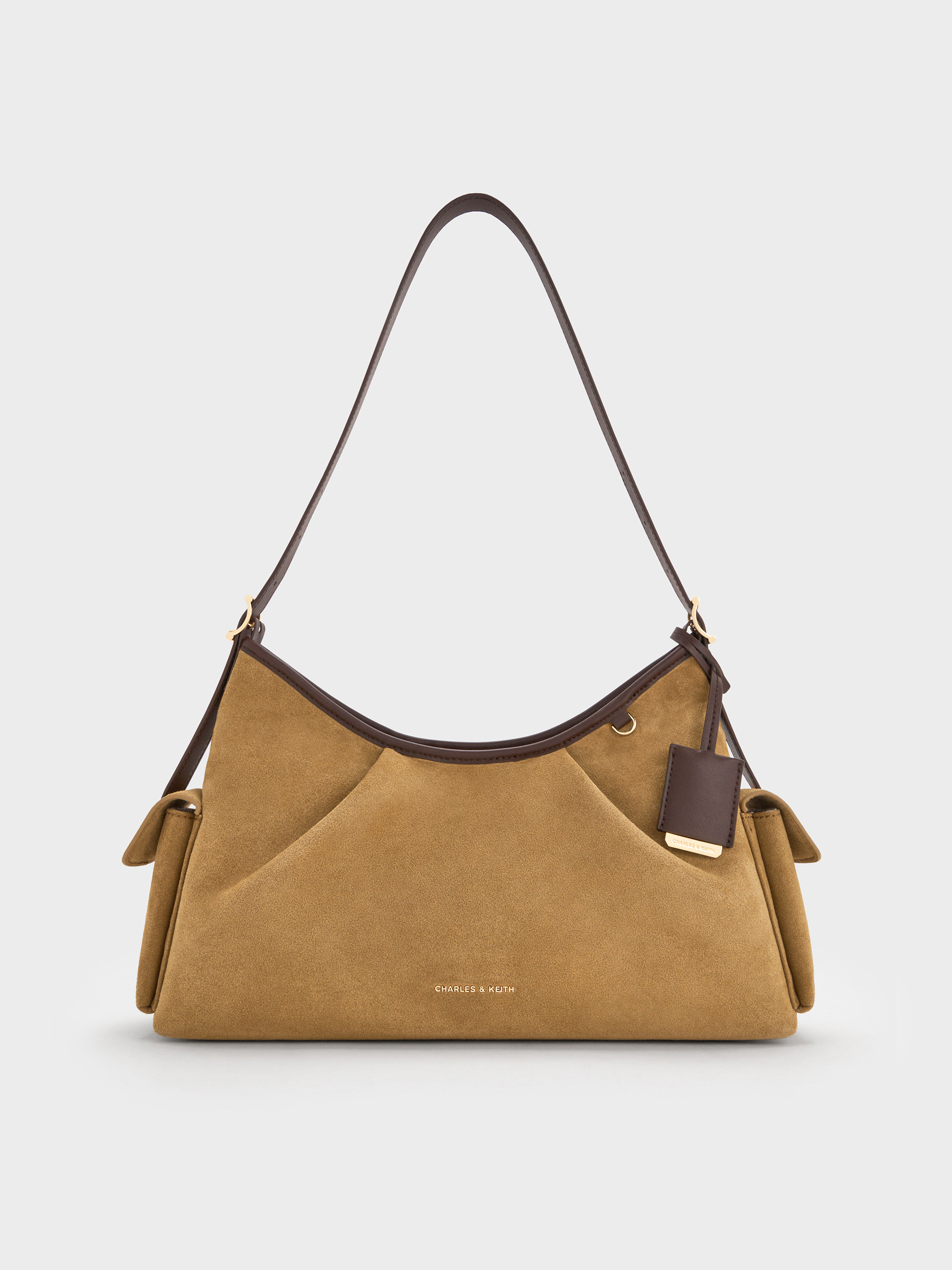 Sahara Sand Khai Recycled Suede Side-Pocket Shoulder Bag - Sahara