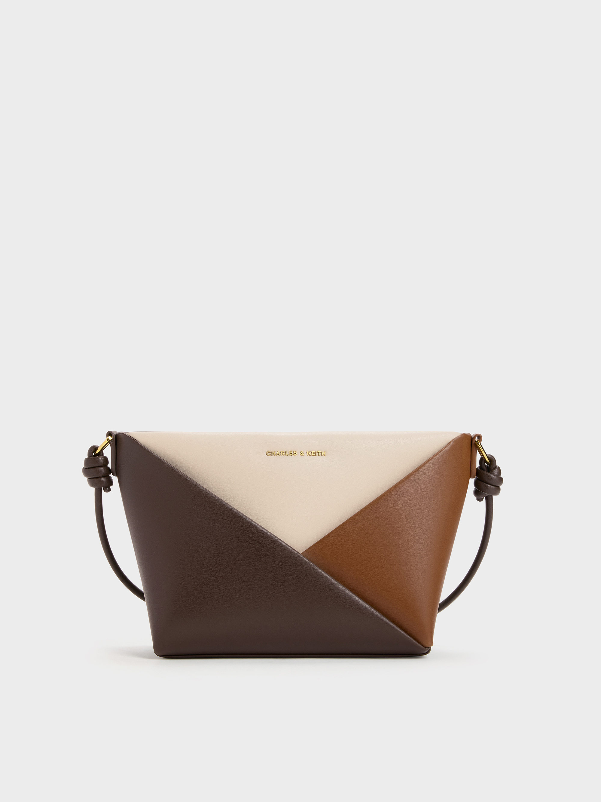 Midori Colourblock Geometric Crossbody Bag - Multi Brown - CHARLES