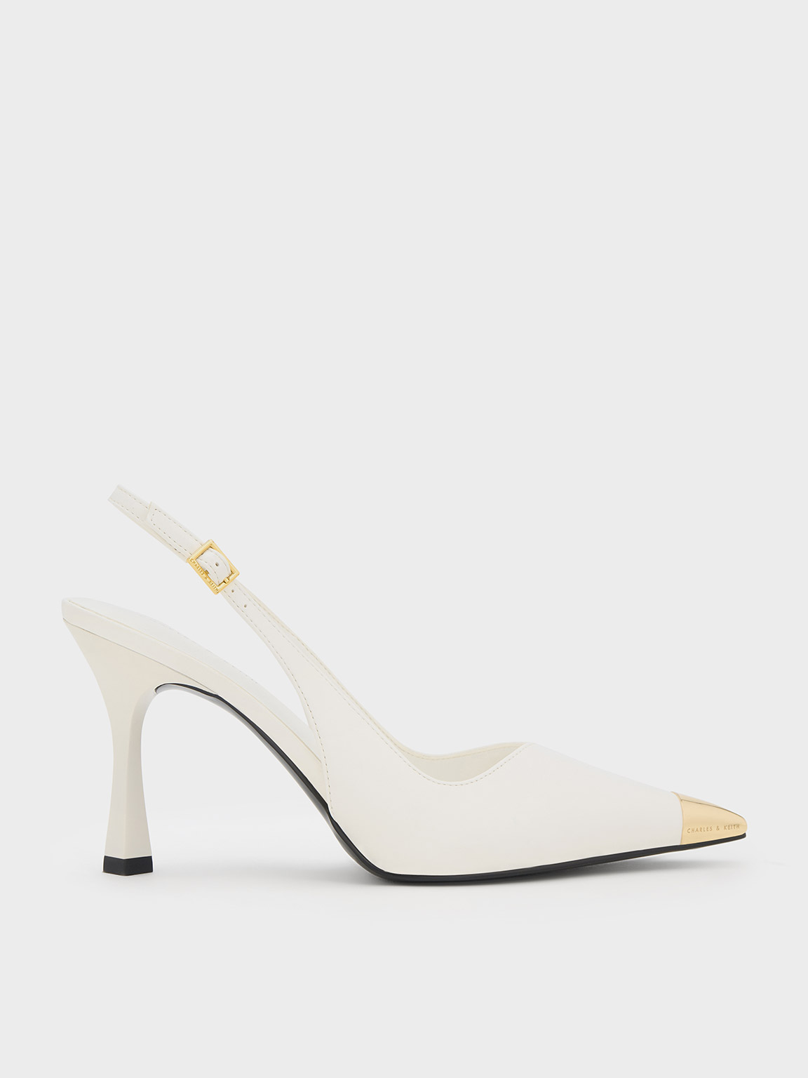 Charles & Keith White Heart Heel Strappy Slide Sandals