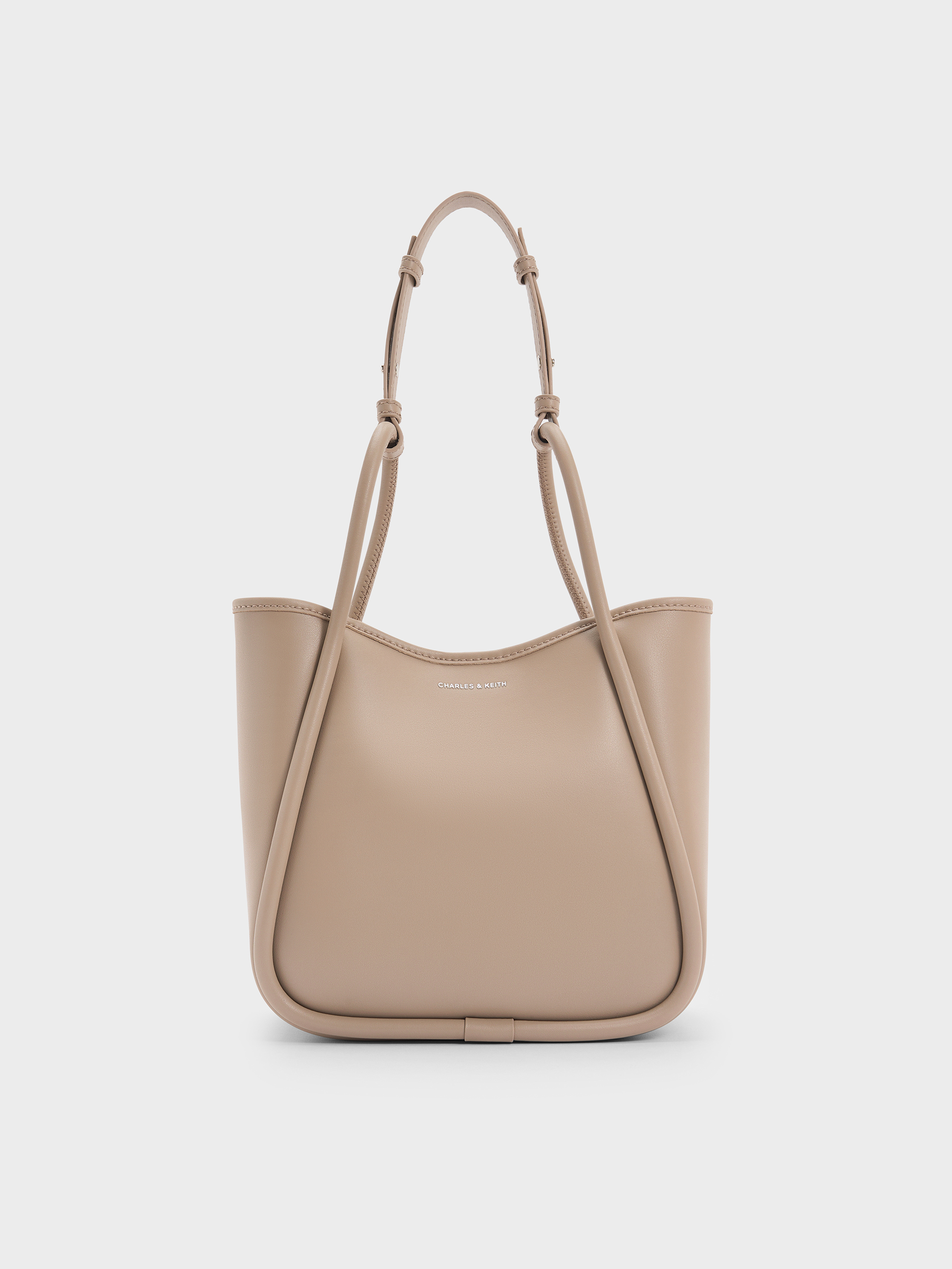 Taupe Mini Lyla Tubular Tote Bag - Taupe - Bags - CHARLES & KEITH IN