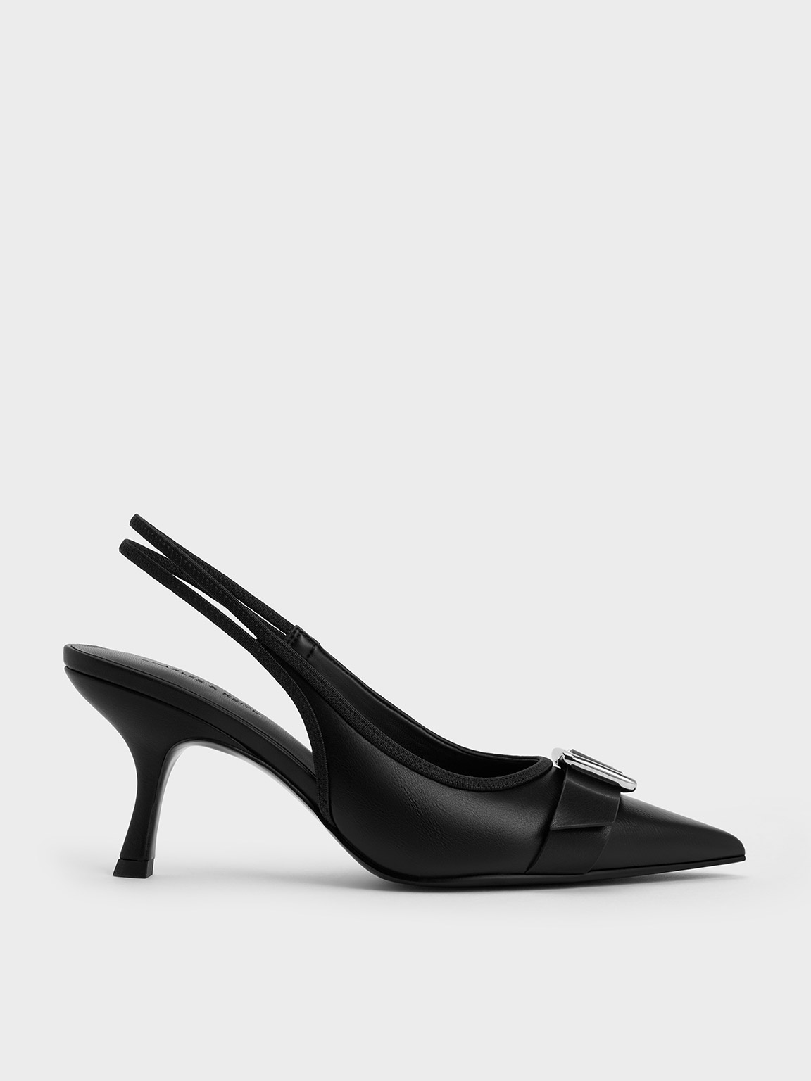 Black Anita Buckled Pointed-Toe Slingback Pumps - Black - Shoes