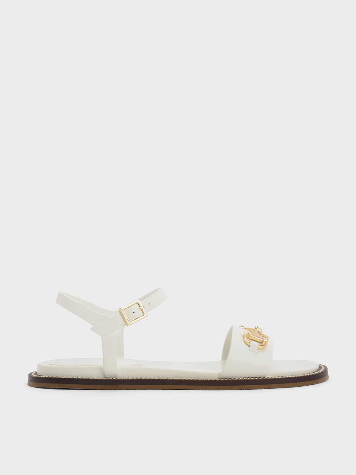White Horsebit Back Strap Sandals CHARLES KEITH
