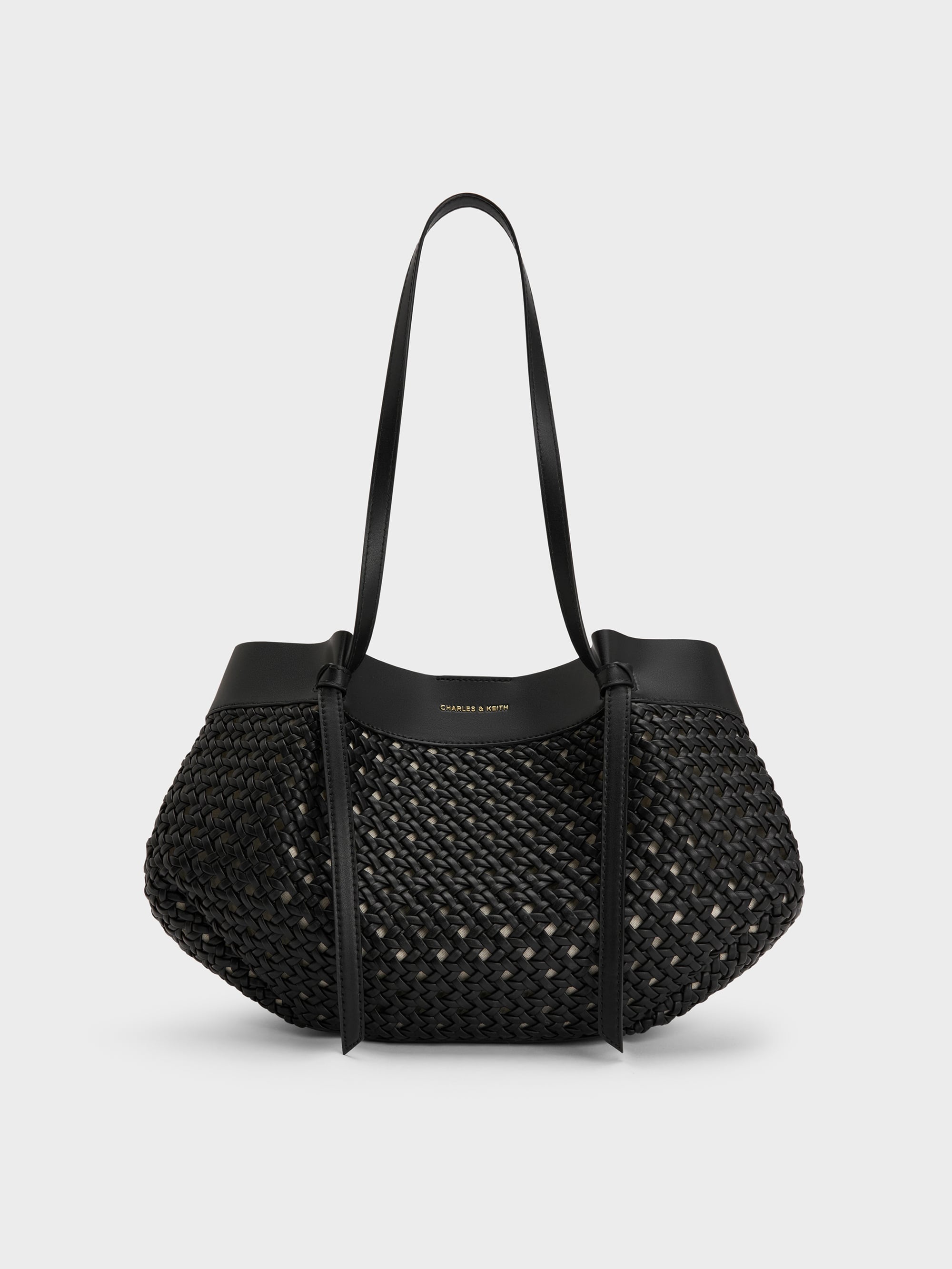 Calla Woven Tote Bag - Black - CHARLES & KEITH IN