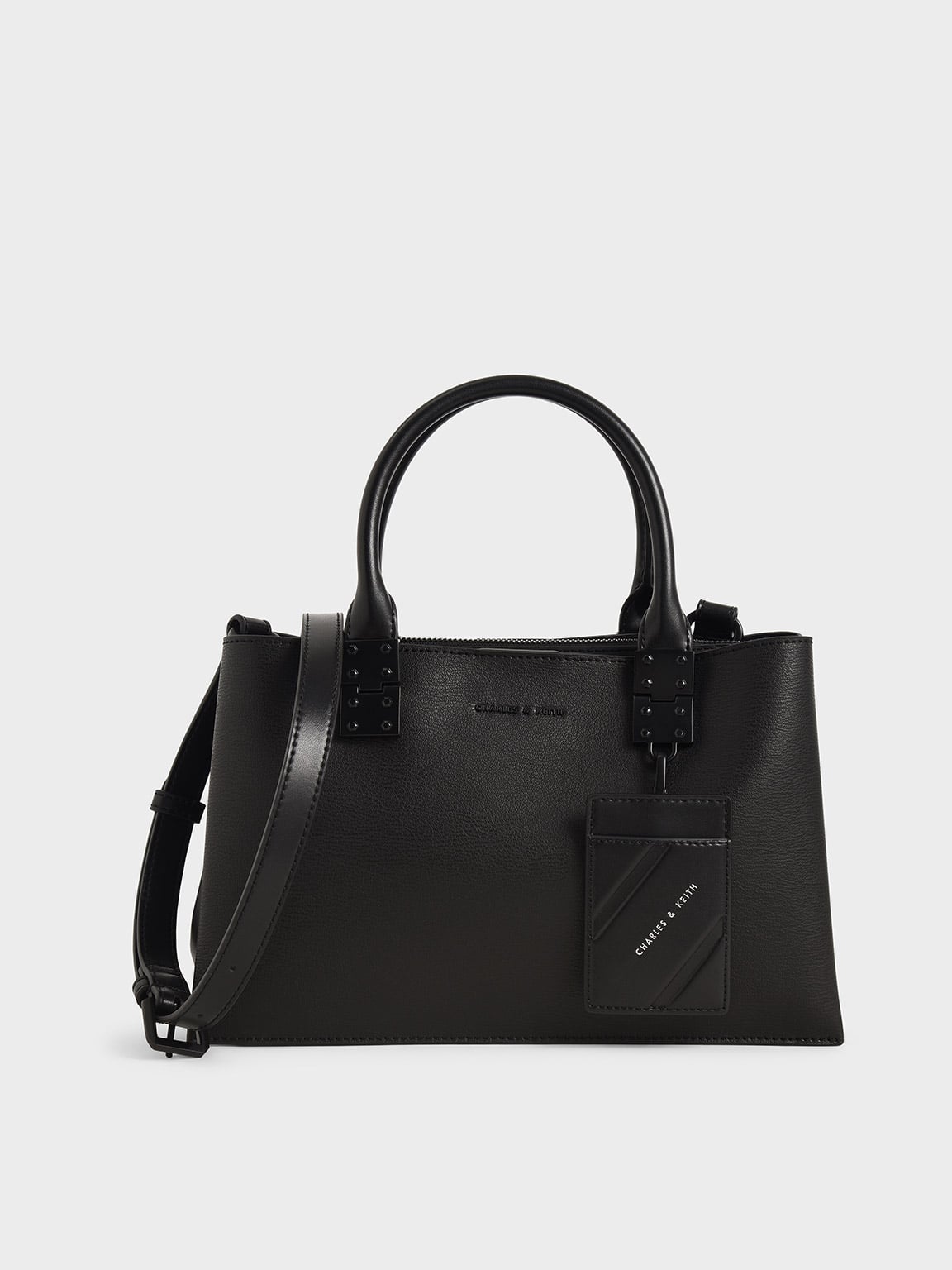 Cameron Double Top Handle Bag - Ultra-Matte Black - CHARLES & KEITH IN