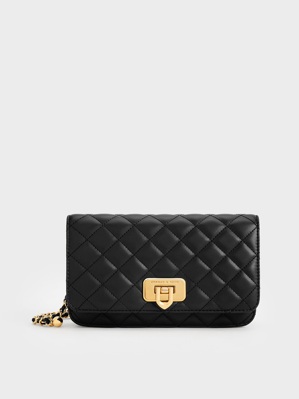 Black Cressida Quilted Push-Lock Clutch - Black - CHARLES & KEITH IN