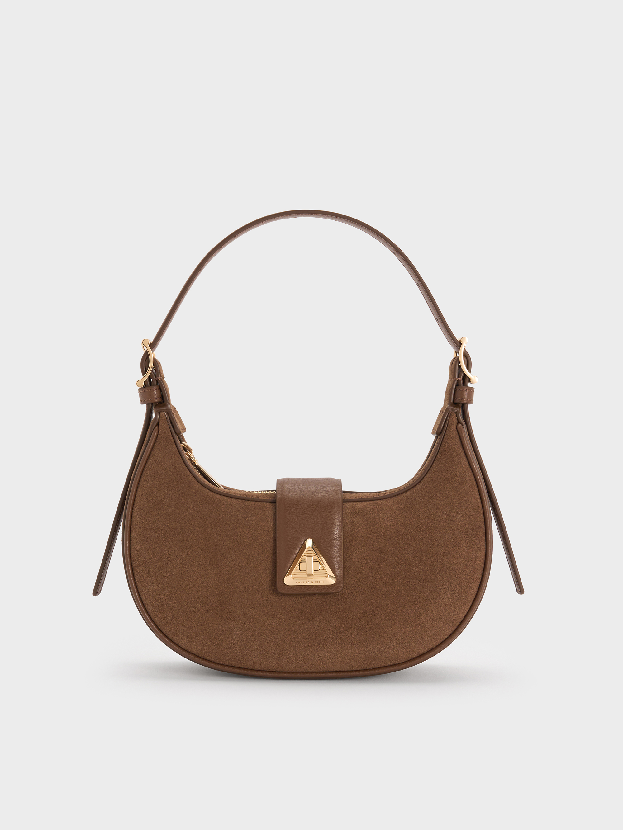 Trice Belted Shoulder Bag - Mocha Brown - CHARLES & KEITH IN
