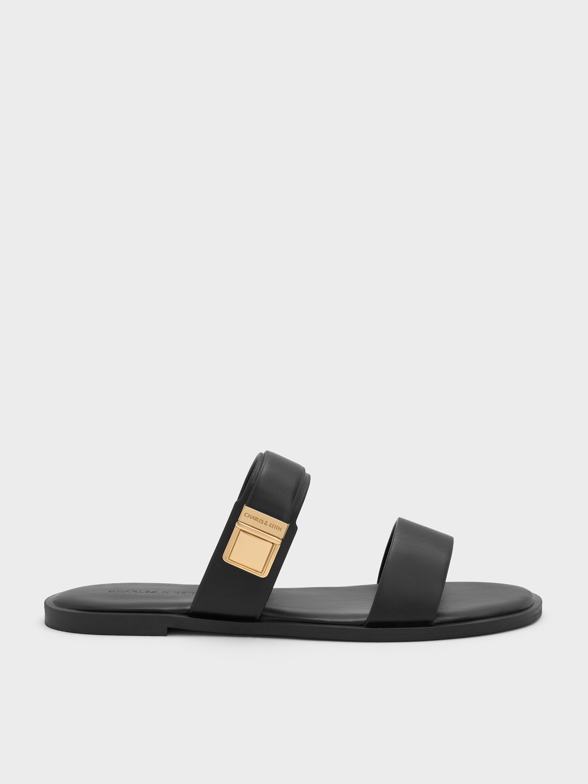 Black Dove Double-Strap Sandals Black Shoes CHARLES KEITH IN