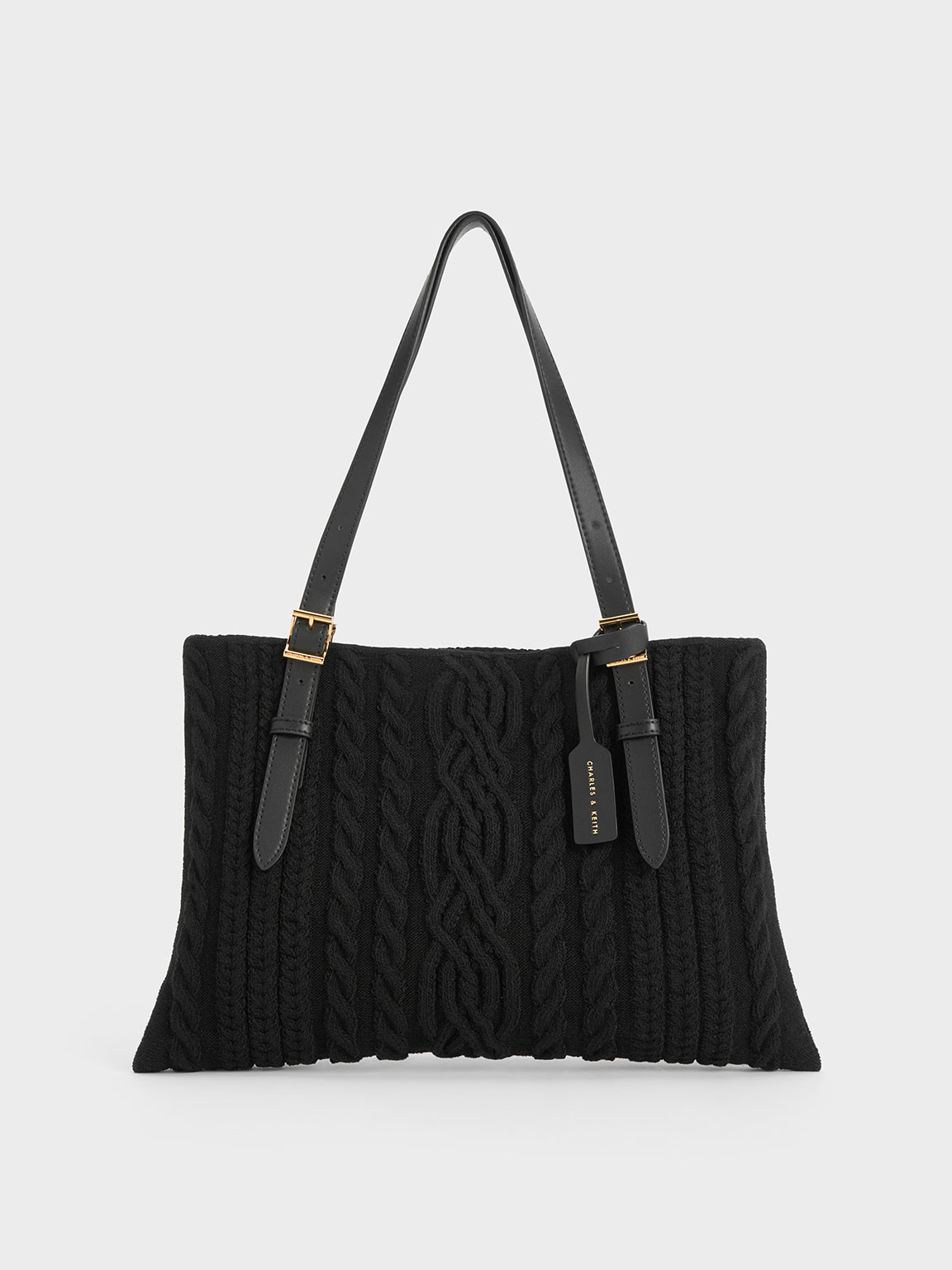 ☆BLACKUP☆ Tweed round tote bag black P00000DA