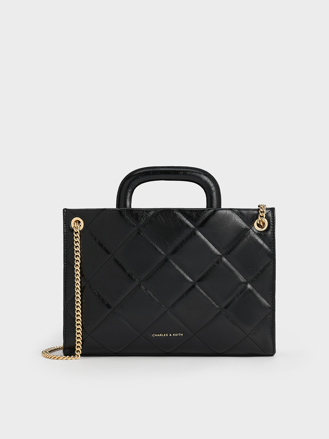Black Apfra Quilted Chain-Handle Bag - CHARLES & KEITH IN 