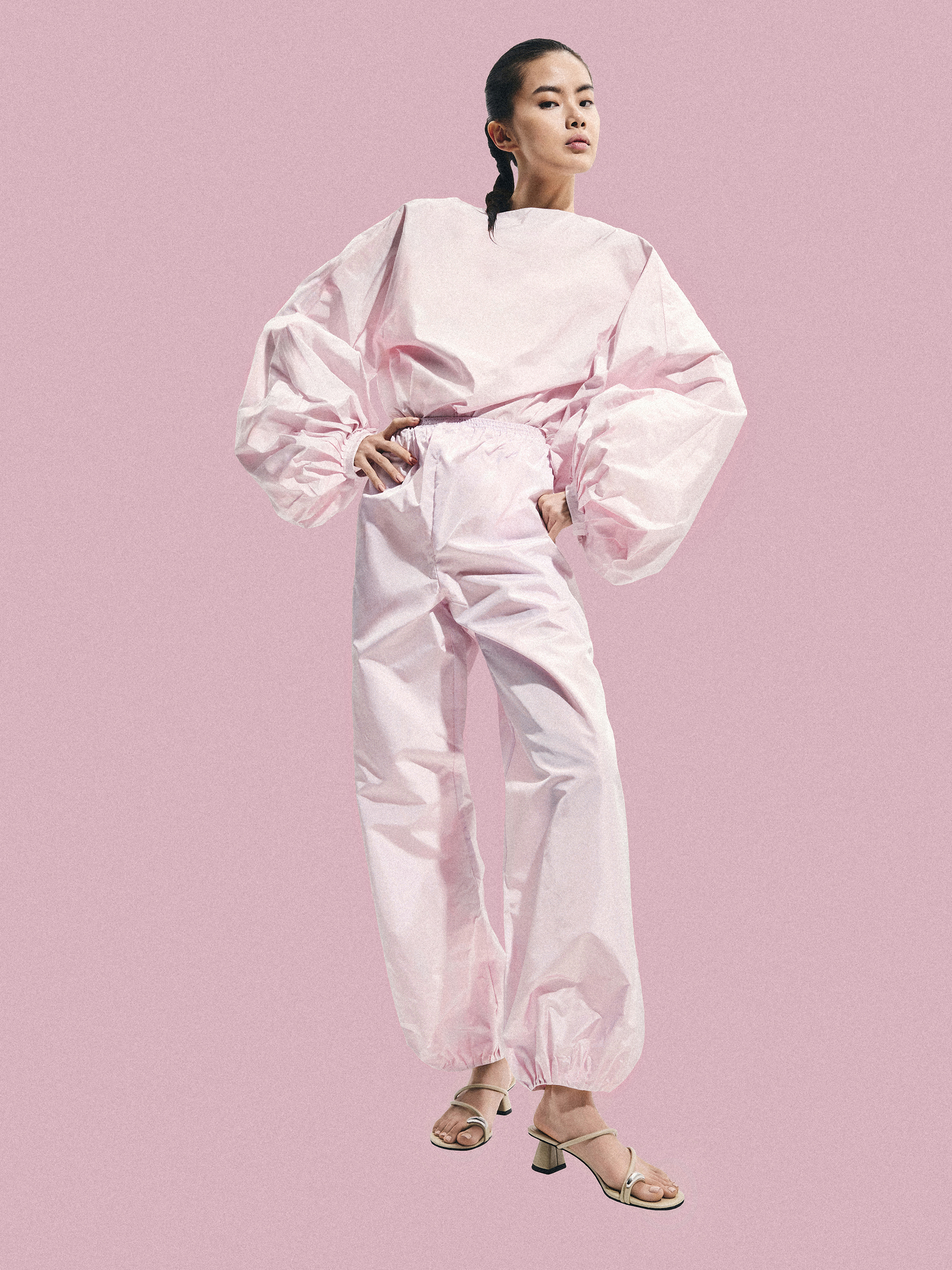 Metallic-Accent Strappy Toe-Ring Heeled Sandals, Taupe, hi-res