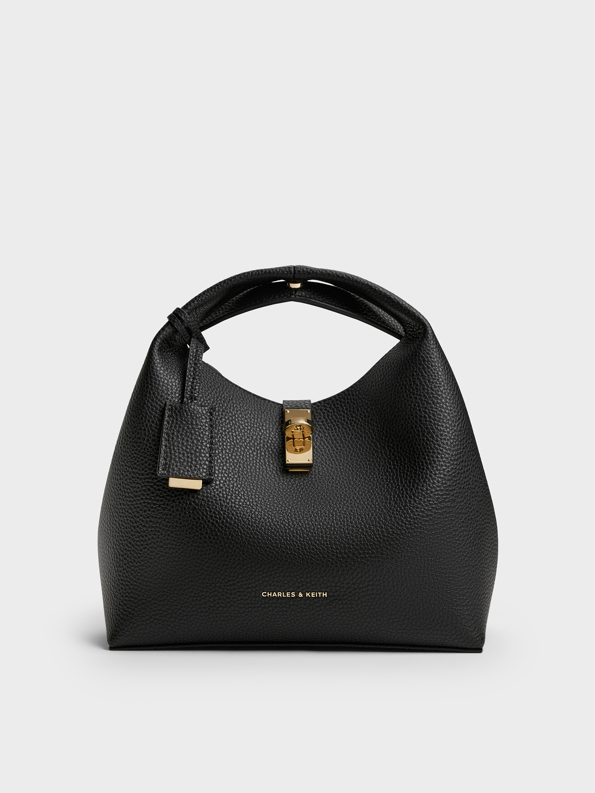 Chance Turn-Lock Bucket Bag - Black - CHARLES & KEITH IN