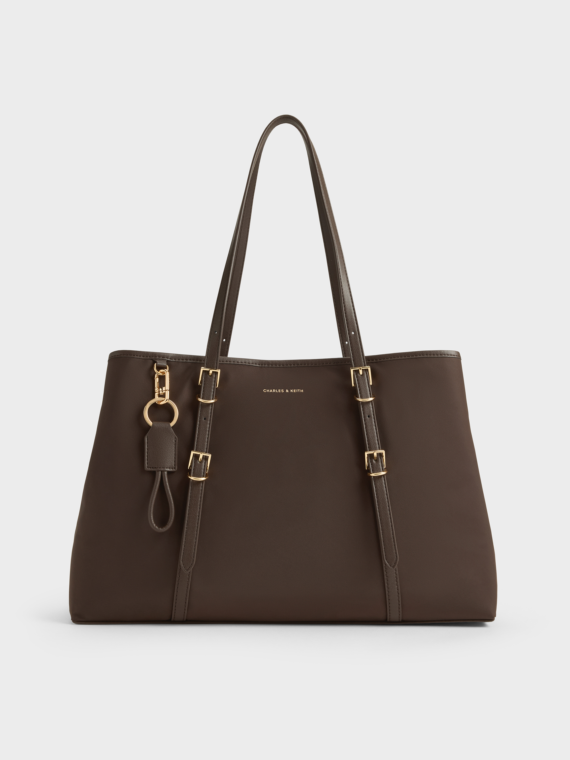 CHARLES & KEITH ハンドバッグ ブラウン Levy Nylon Tote Bag - Espresso Brown - CHARLES & KEITH IN