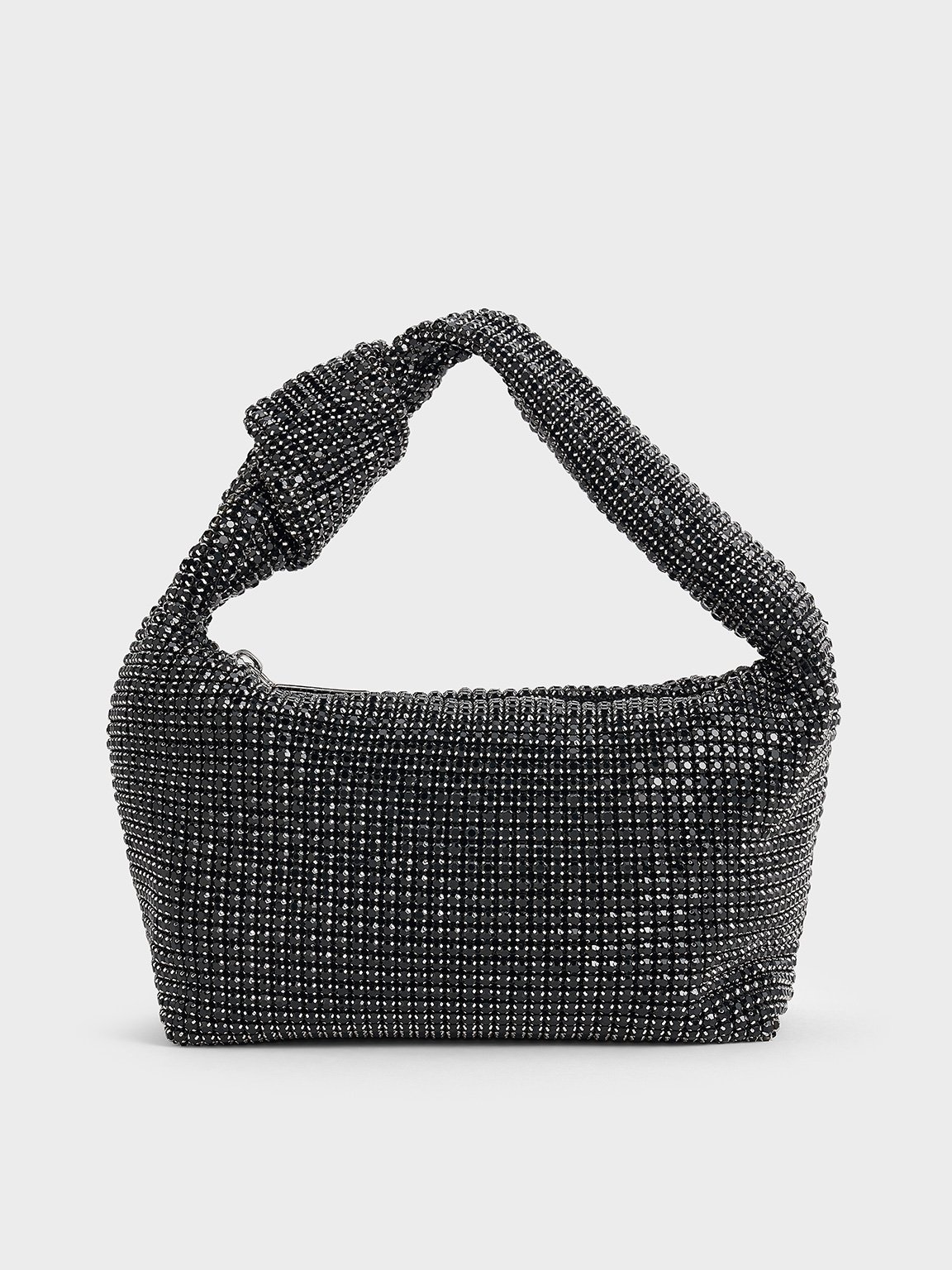 Noir Crystal-Embellished Knotted-Strap Shoulder Bag - Noir - Bags