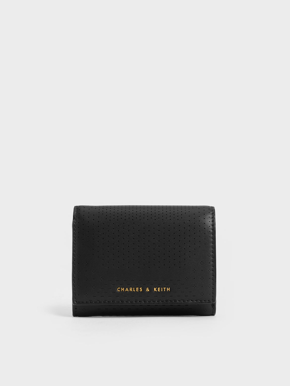 Black Lorain Perforated Wallet - CHARLES & KEITH IN