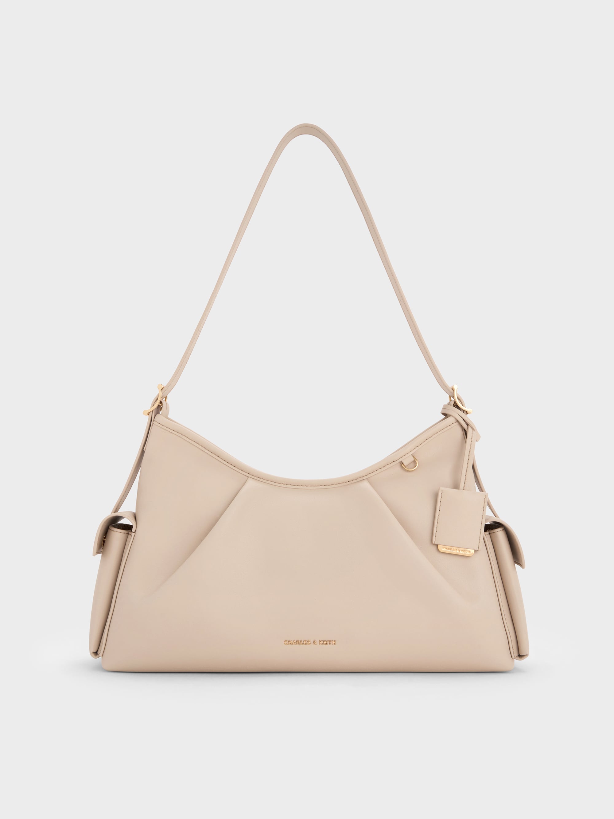 Khai Side-Pocket Shoulder Bag - Oat - CHARLES & KEITH IN