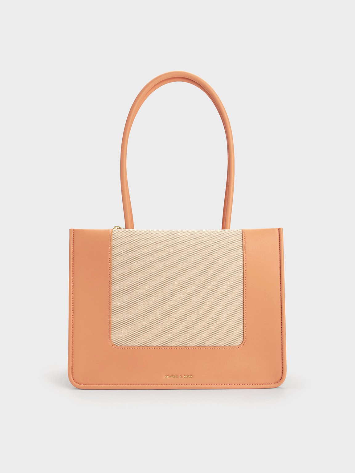 Orange leather sale tote bag