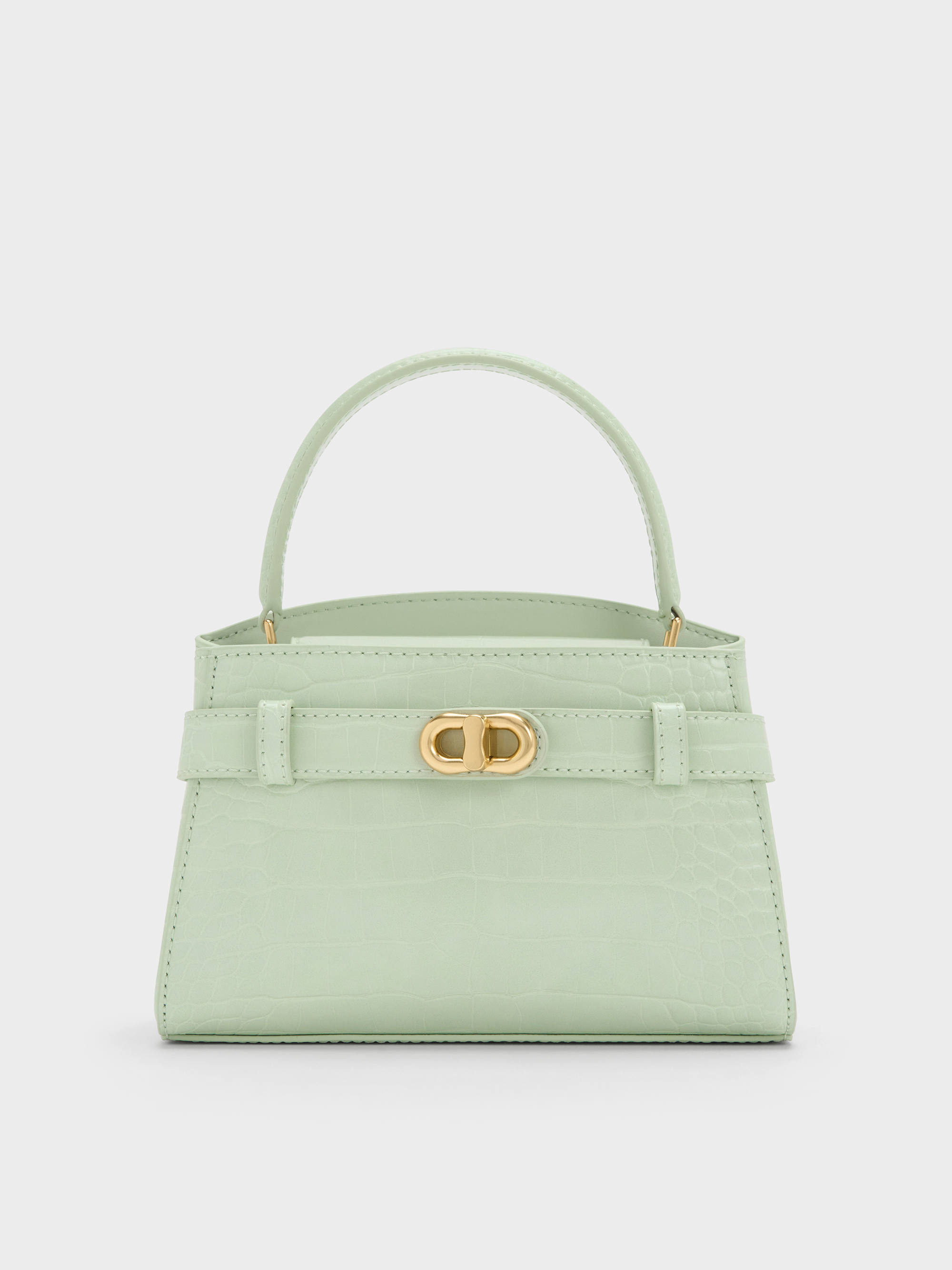 Aubrielle Croc-Effect Belted Top Handle Bag - Mint Green - CHARLES