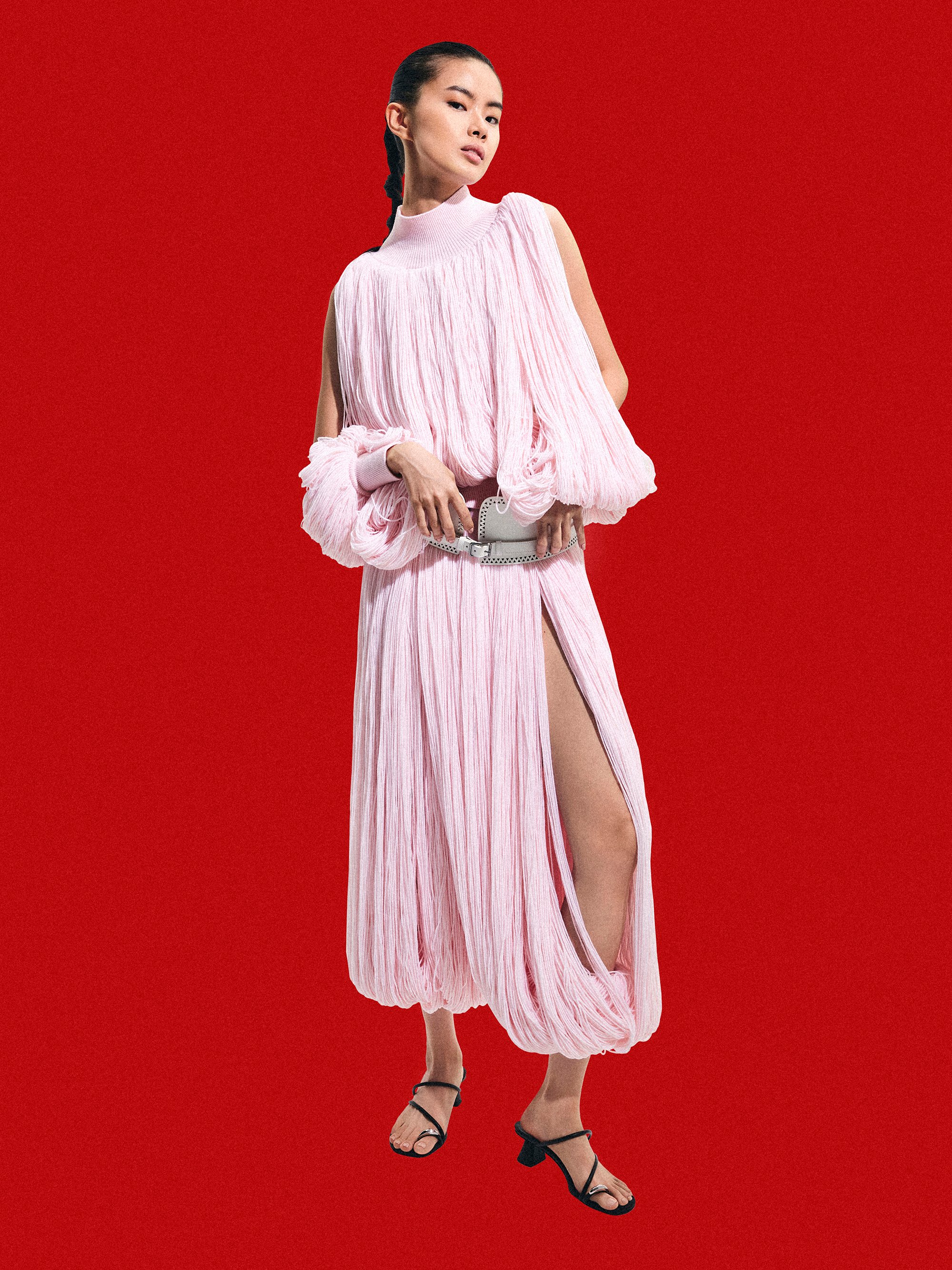 Metallic-Accent Strappy Toe-Ring Heeled Sandals, Black, hi-res