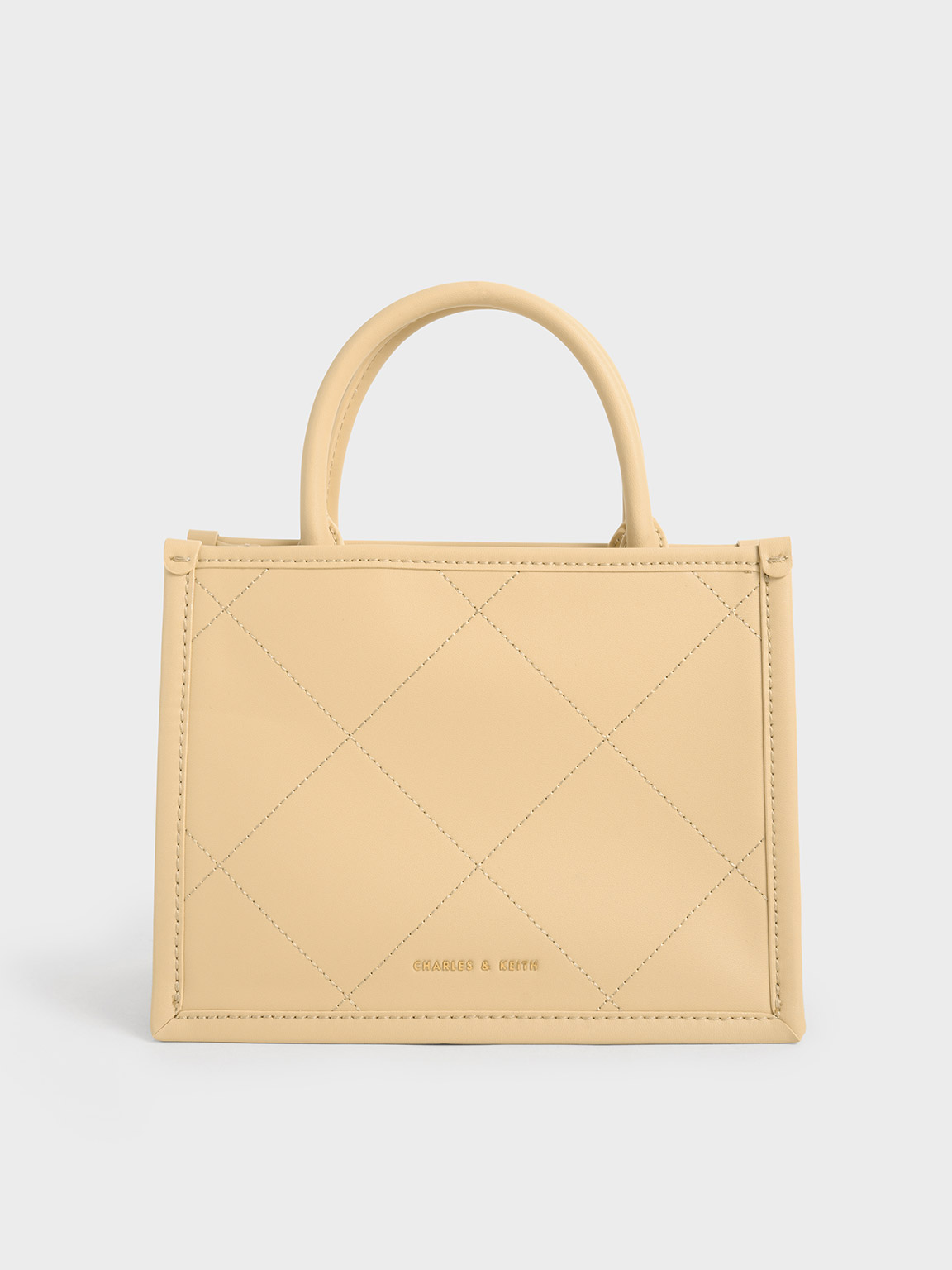 Beige Celia Quilted Double Handle Tote Bag - CHARLES & KEITH IN
