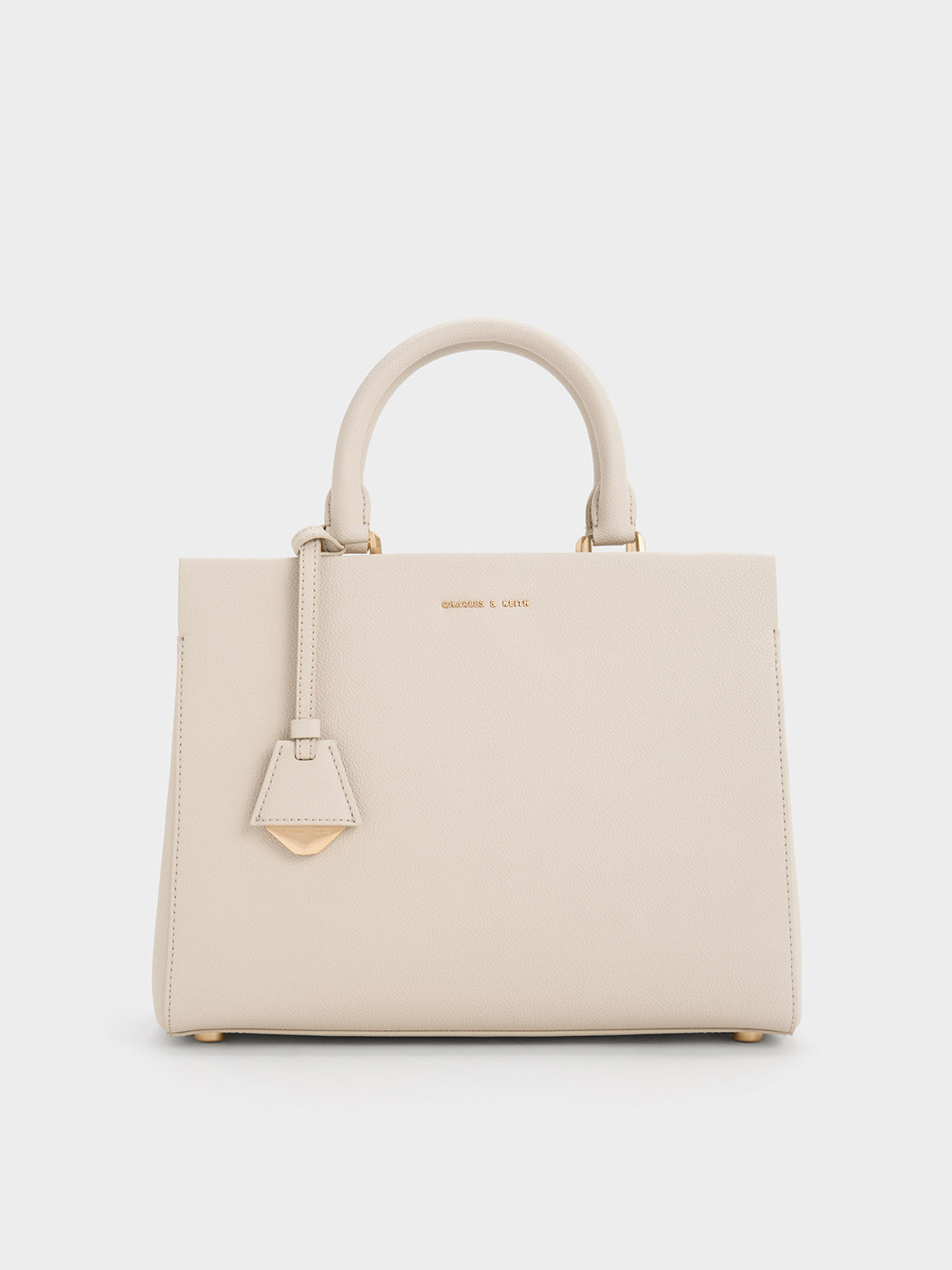 Ivory Mirabelle Structured Top Handle Bag - Ivory - CHARLES & KEITH IN