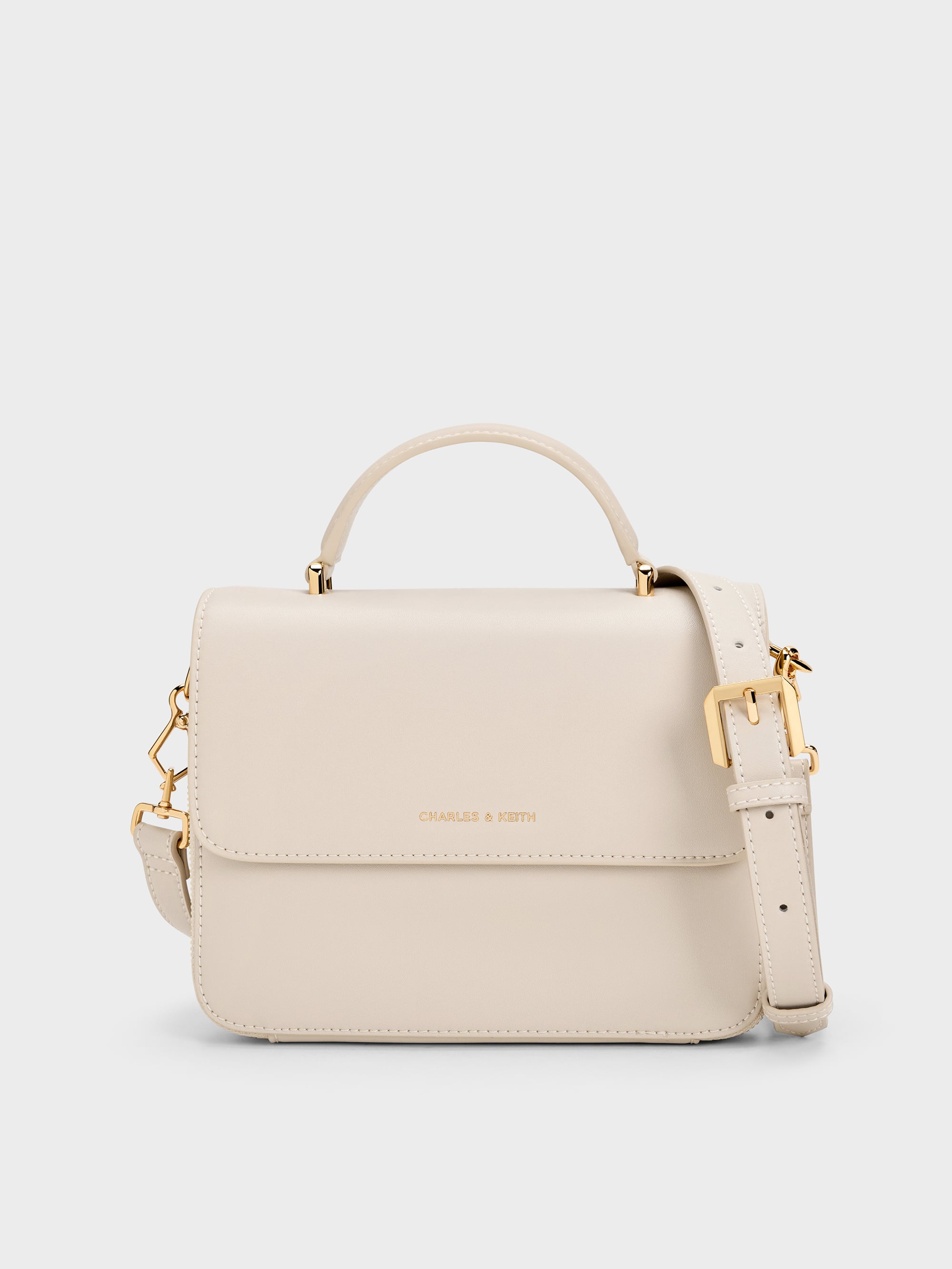 Octavia Front Flap Top Handle Bag - Ivory - CHARLES & KEITH IN