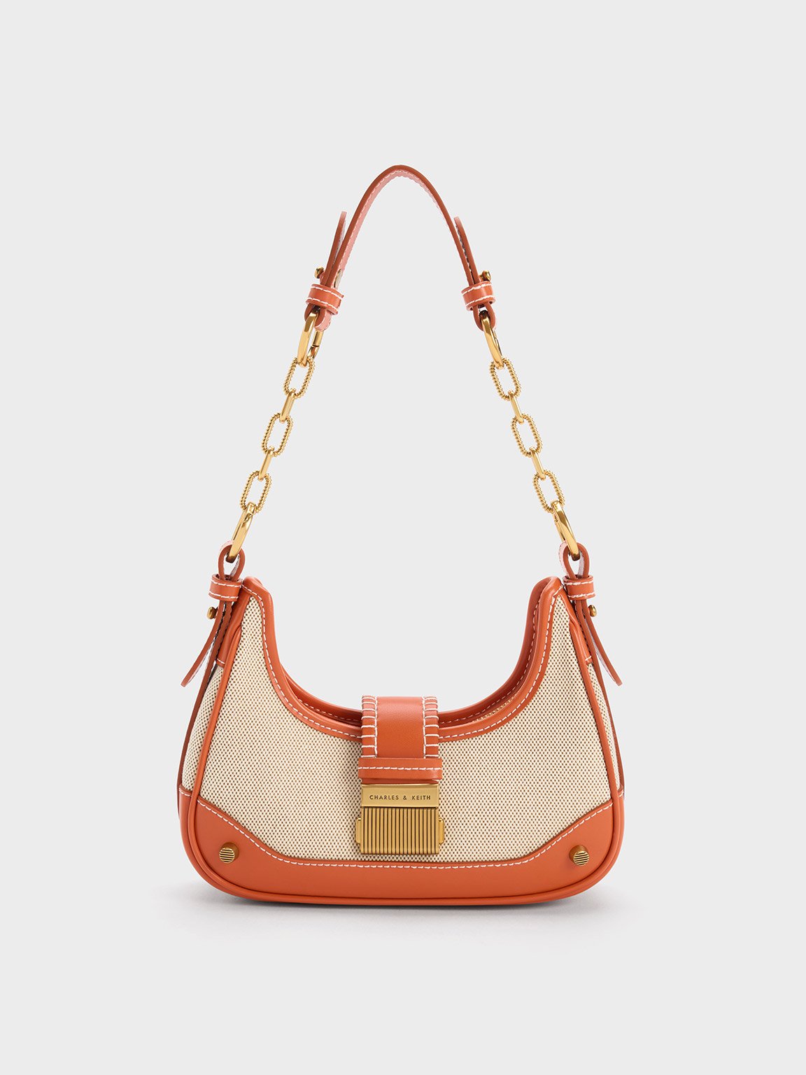 Orange Winslet Canvas Belted Hobo Bag CHARLES KEITH