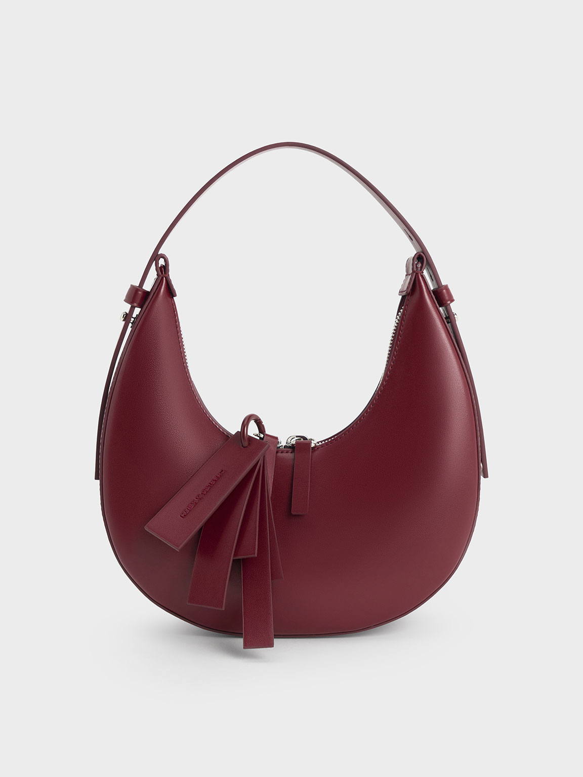 Burgundy Carey Crescent Hobo Bag Burgundy Bags CHARLES