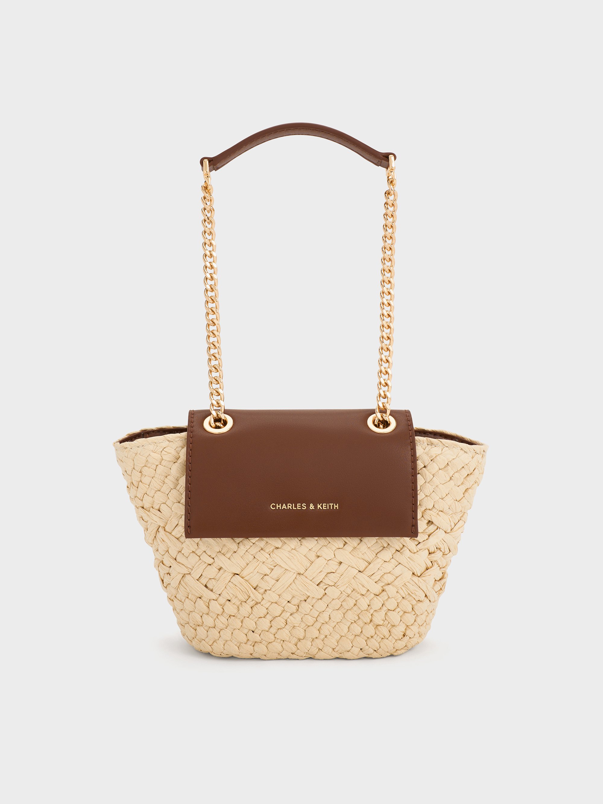 Natural Shalia Raffia Chain-Strap Crossbody Bag - CHARLES
