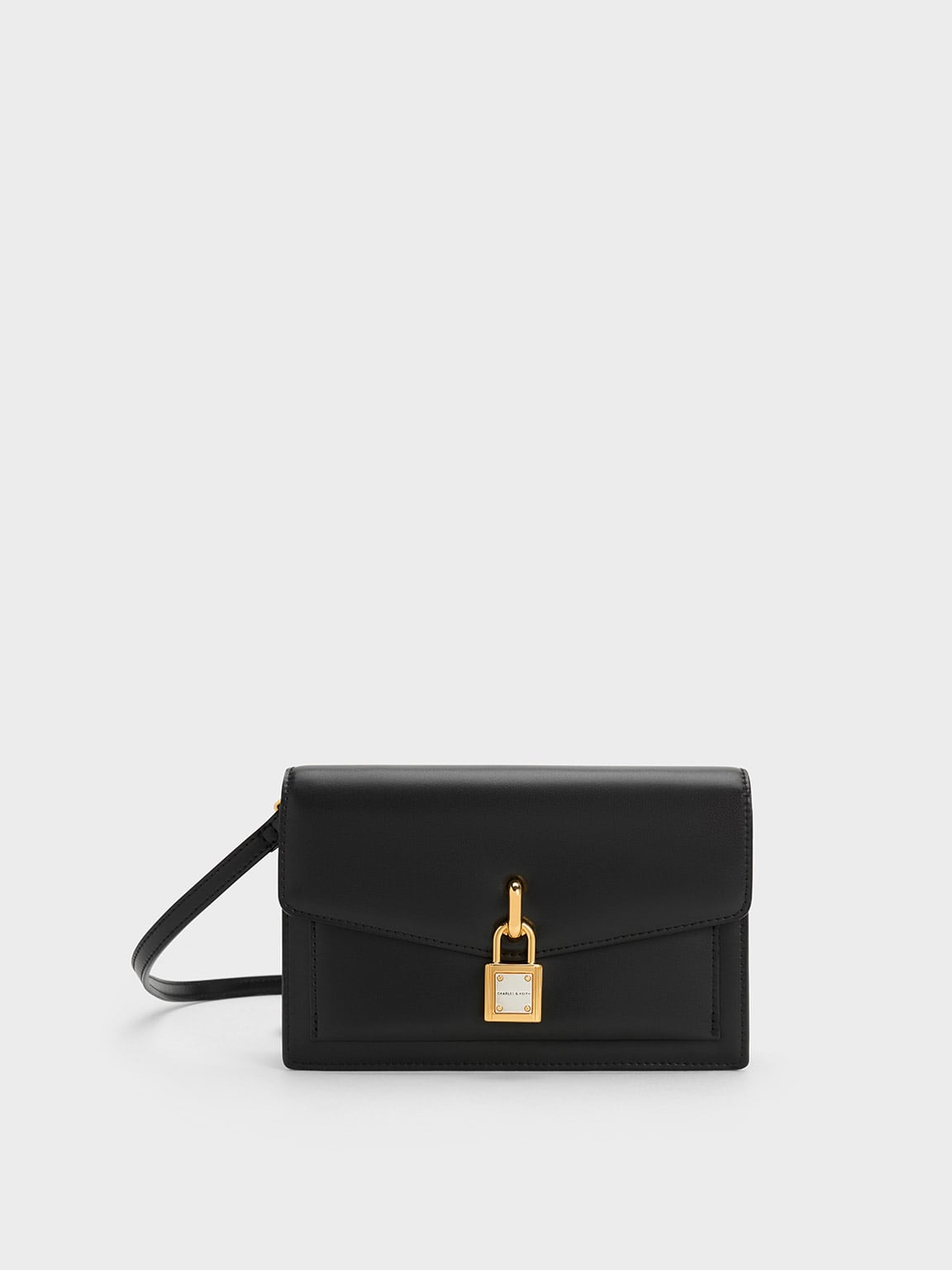 Black Padlock Envelope Crossbody Bag CHARLES KEITH IN
