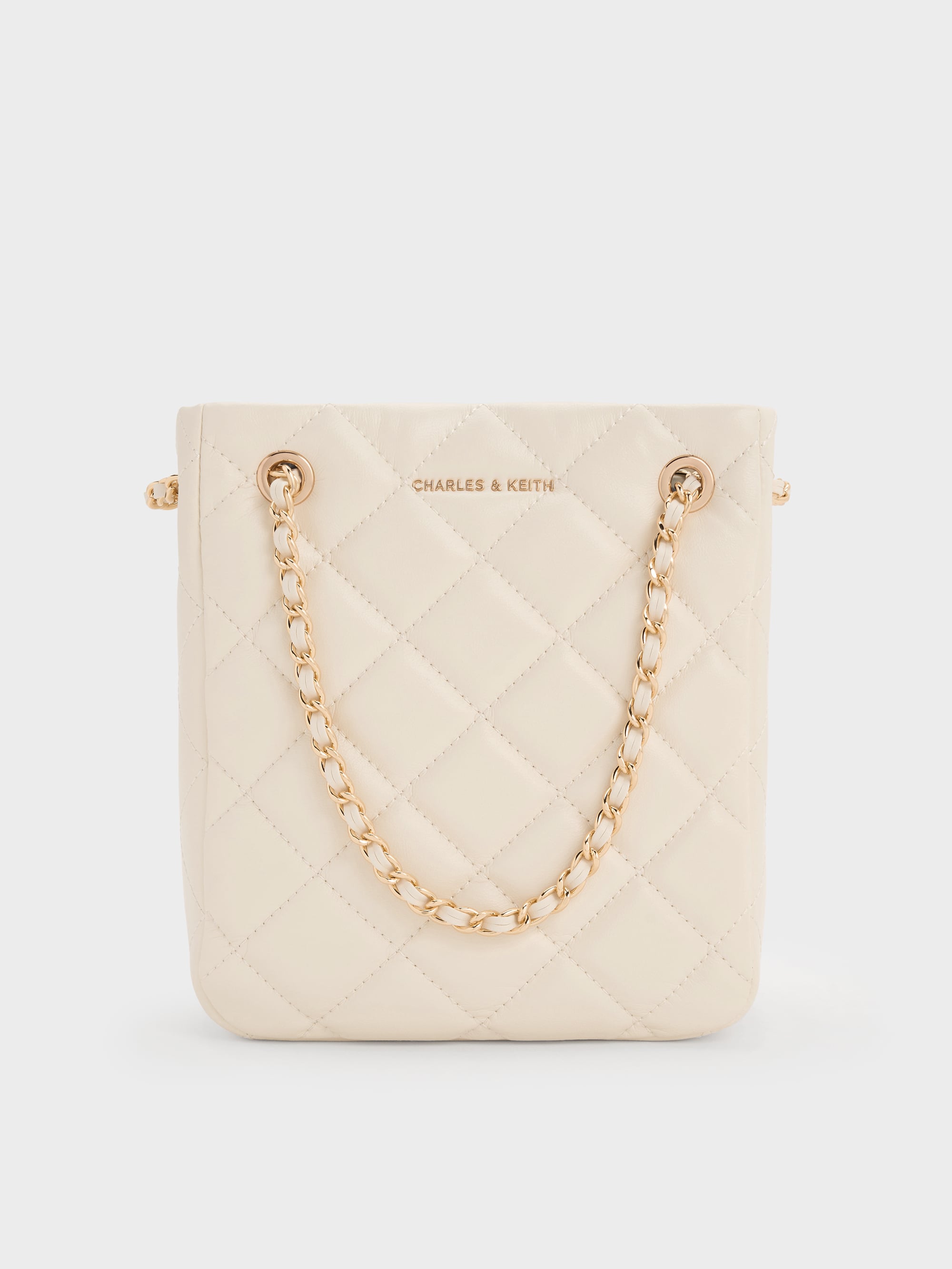 Alva Quilted Braided-Strap Shoulder Bag - Cream - CHARLES & KEITH IN