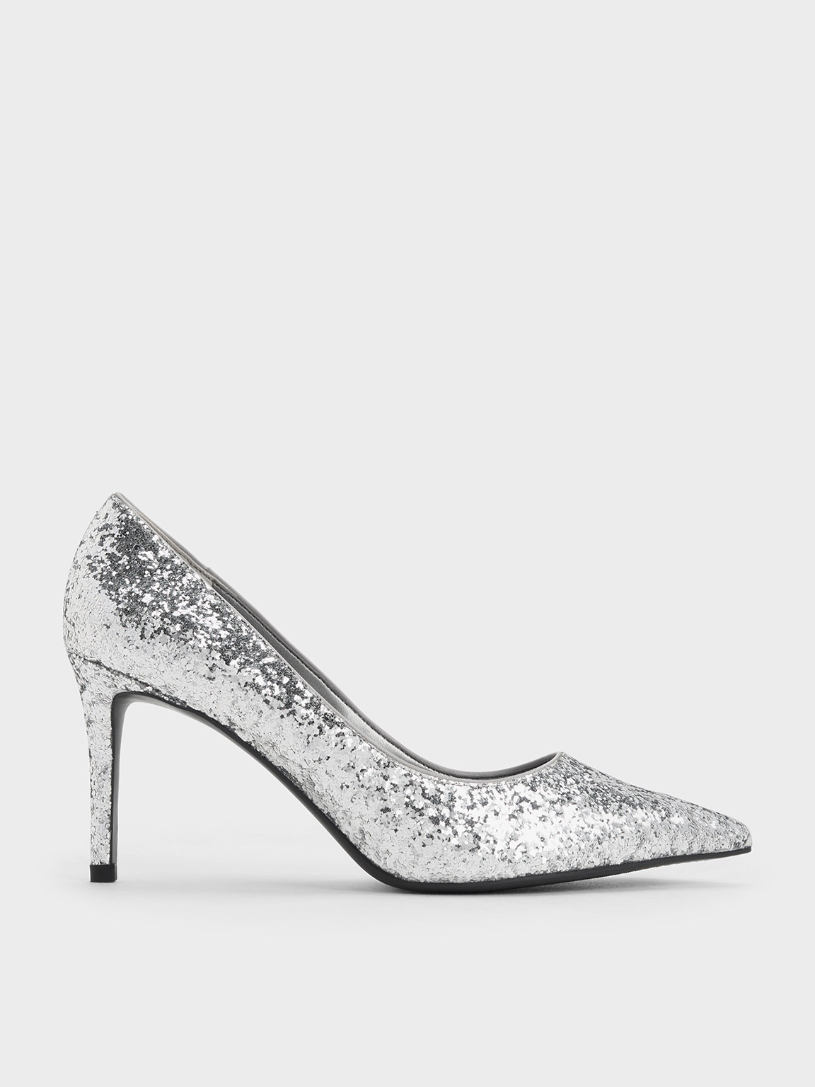 Silver Emmy Glittered Pointed-Toe Pumps - Silver - Shoes - CHARLES