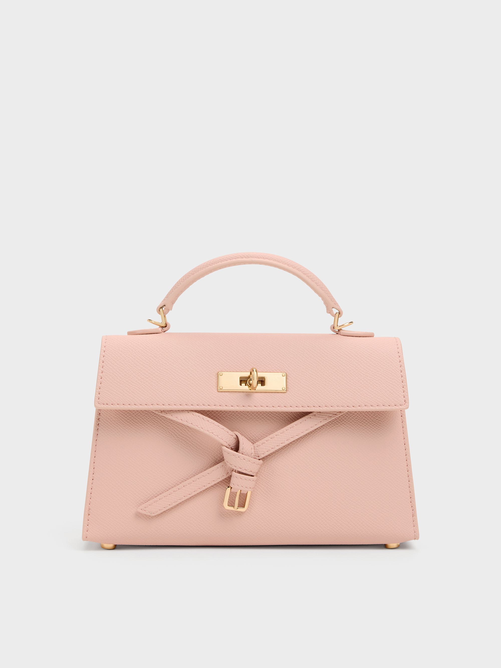 バッグ CCKK Tricha Knotted-Belt Top Handle Bag - Pink - CHARLES & KEITH IN
