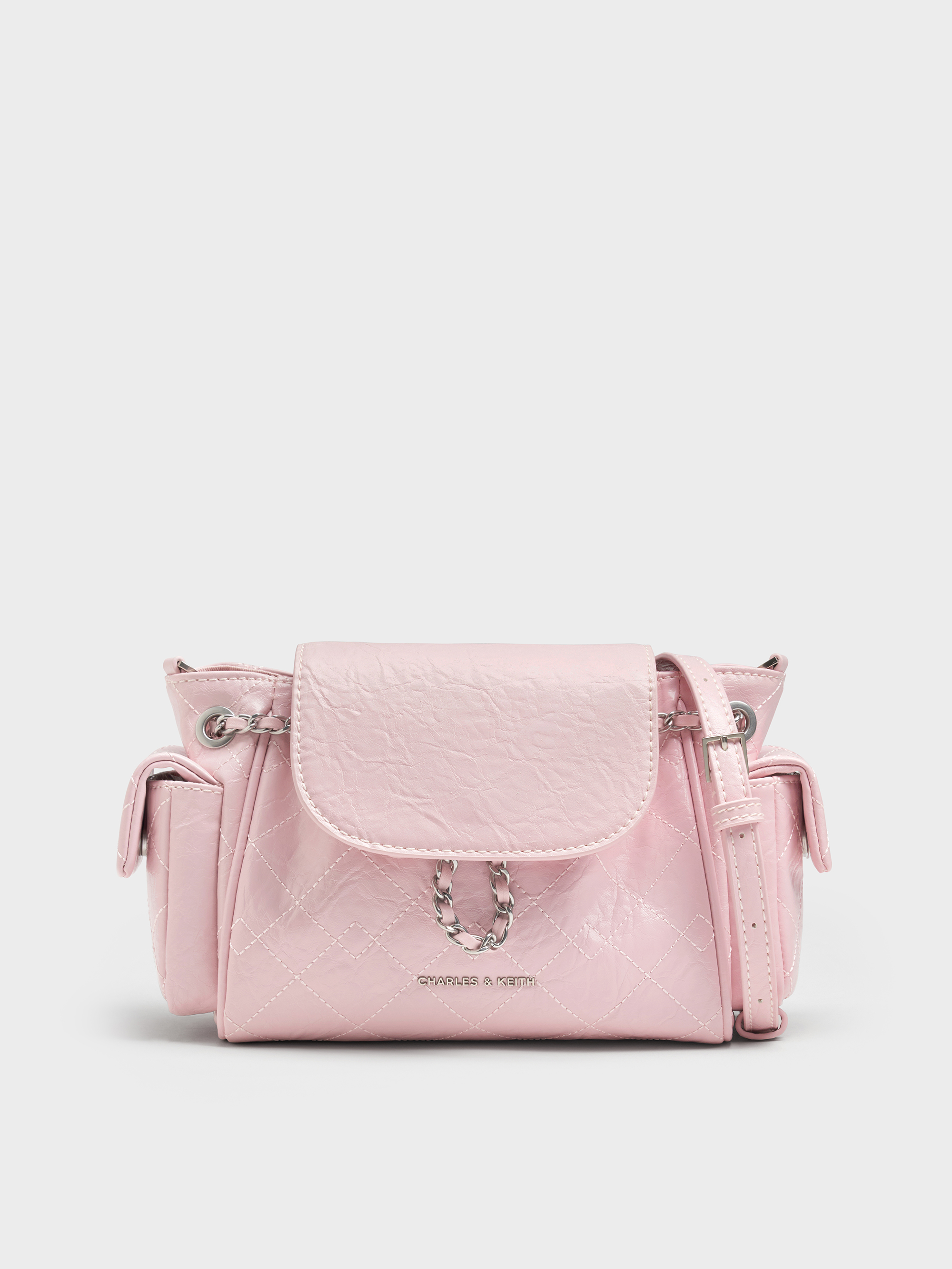 Duo Quilted Two-Way Front Flap Backpack - Cotton Candy Pink