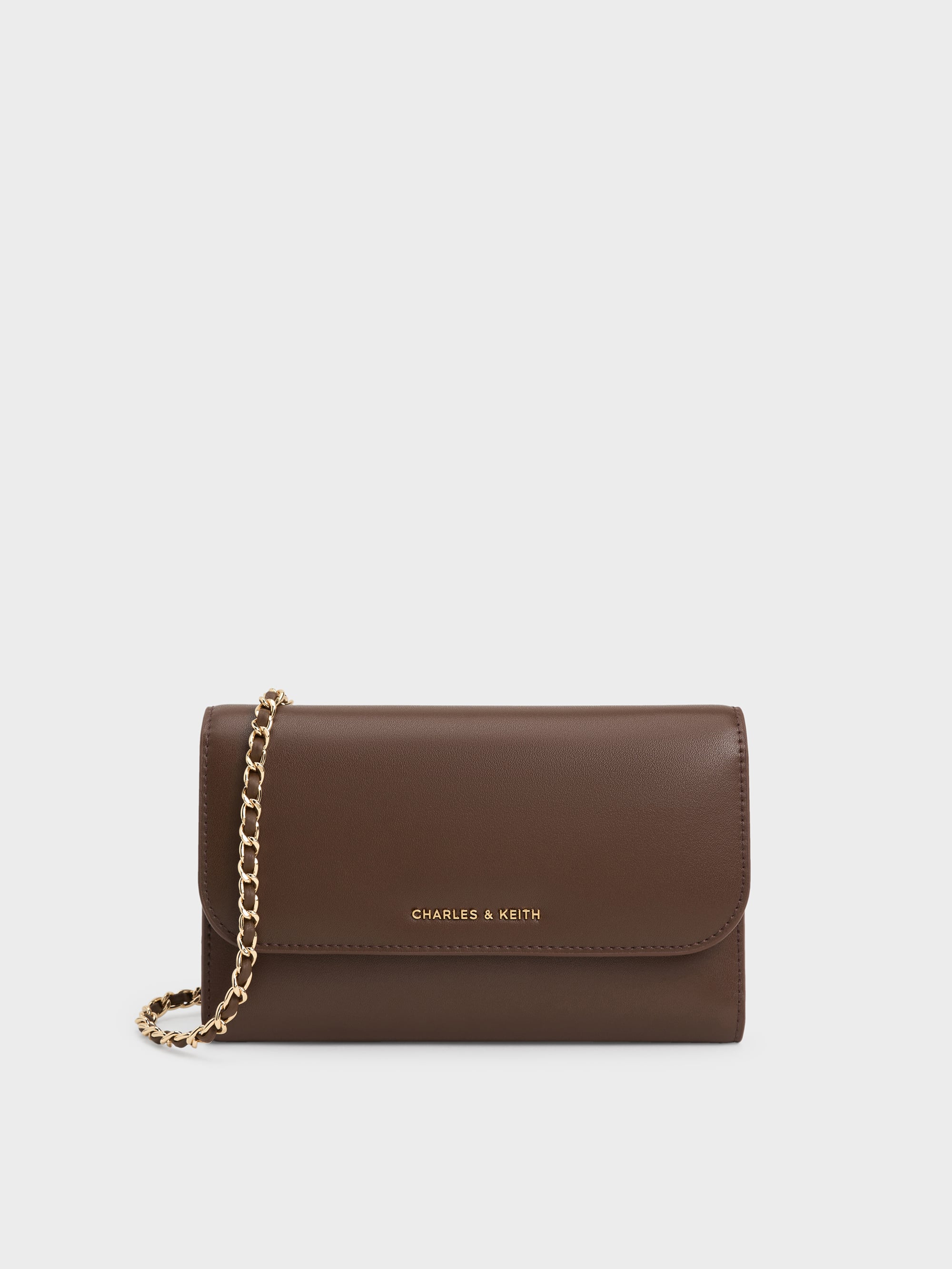 Octavia Front Flap Long Wallet - Dark Brown - CHARLES & KEITH IN