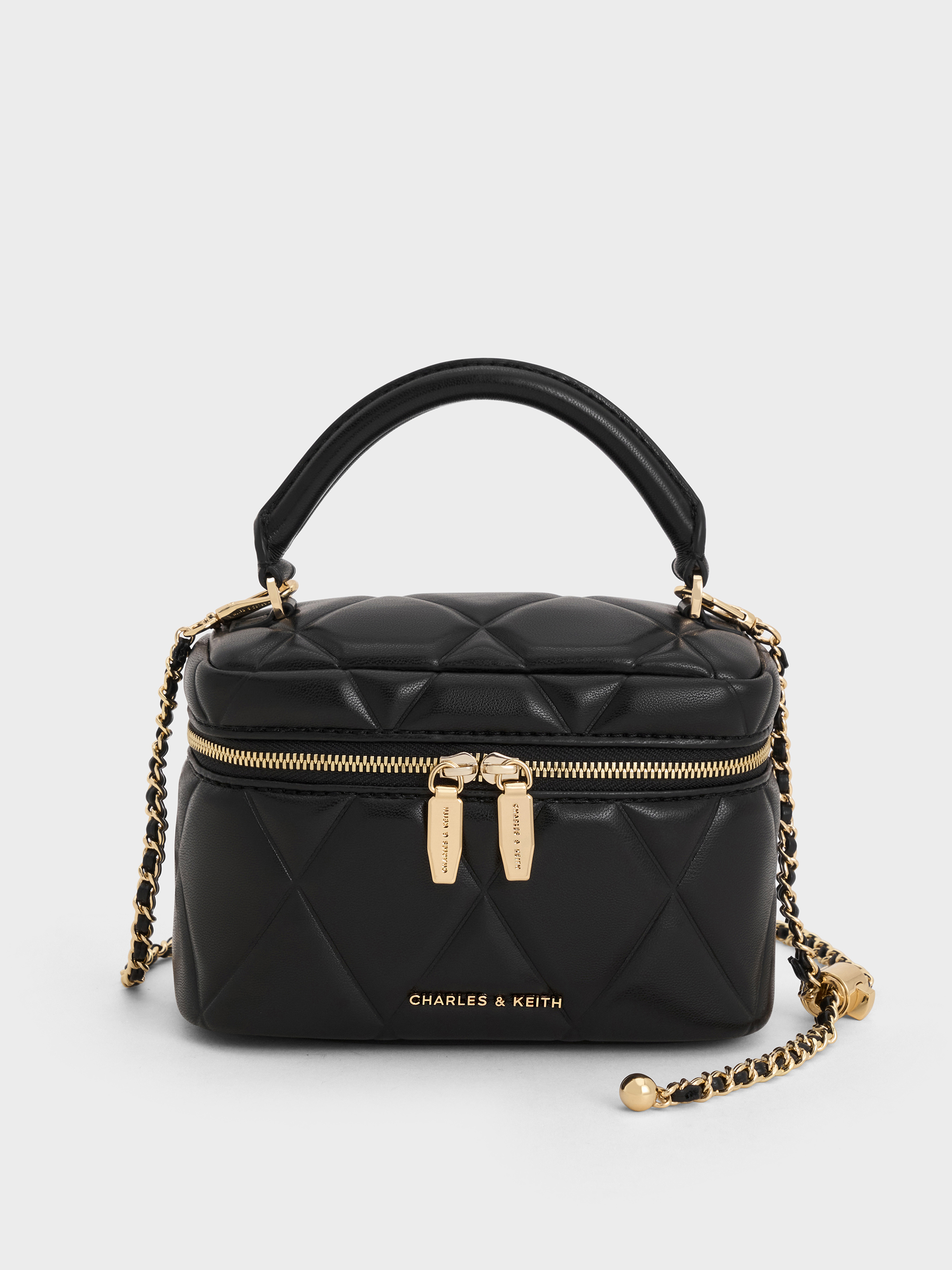 Arwen Quilted Top Handle Vanity Bag - Black - CHARLES & KEITH IN