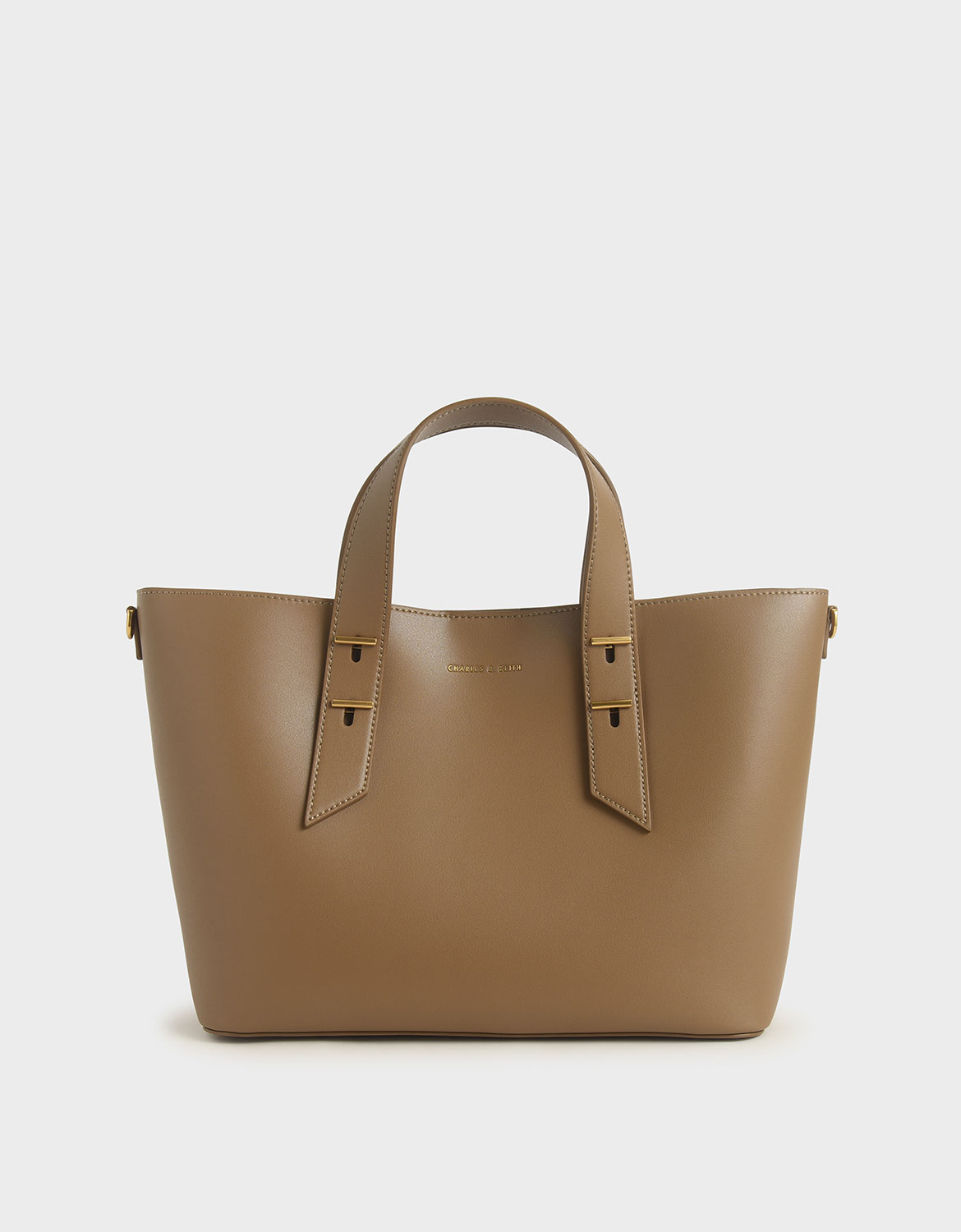 Khaki Double Handle Slouchy Bag - CHARLES & KEITH IN