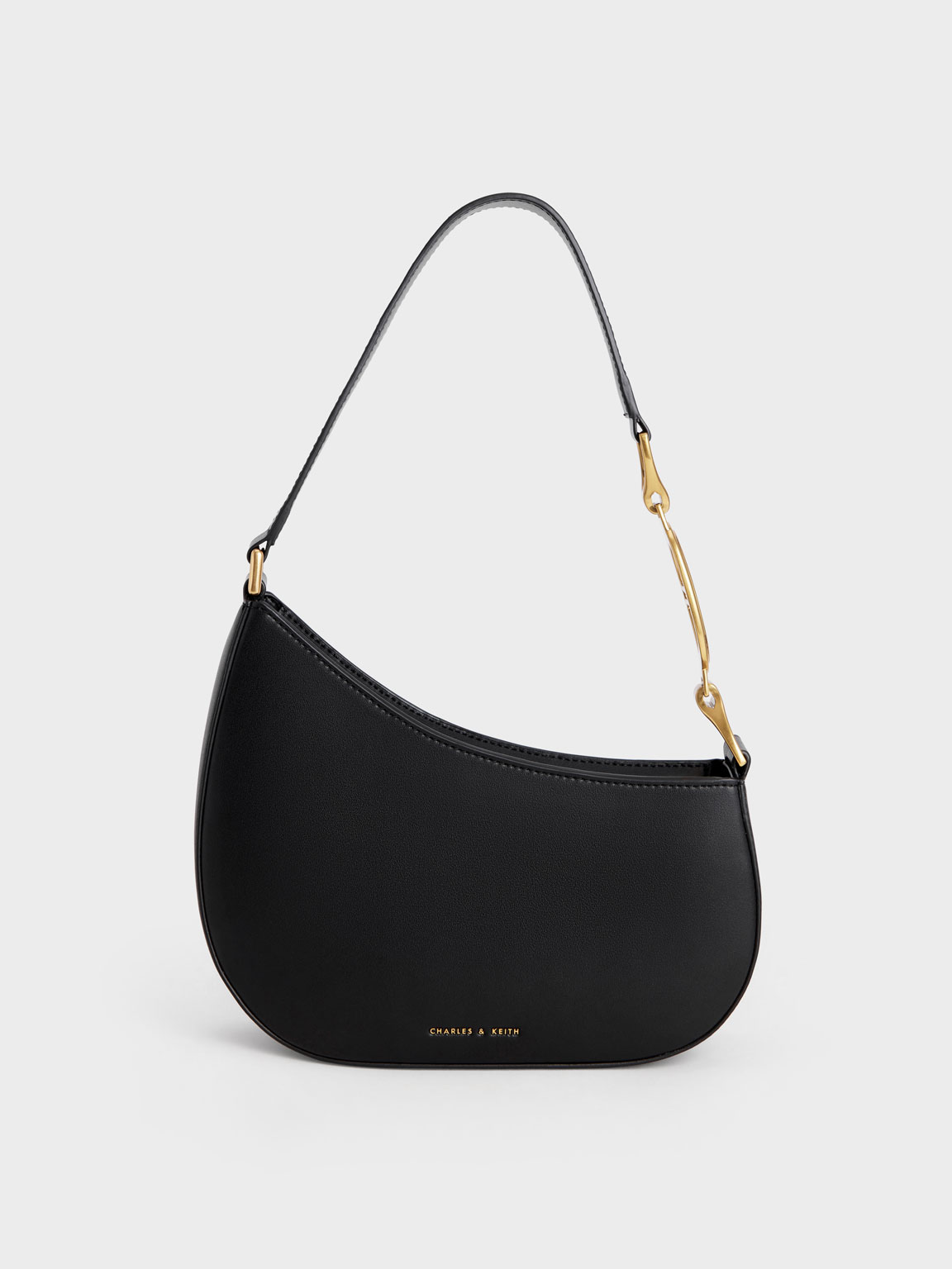 Black Asymmetrical Shoulder Bag - CHARLES & KEITH IN