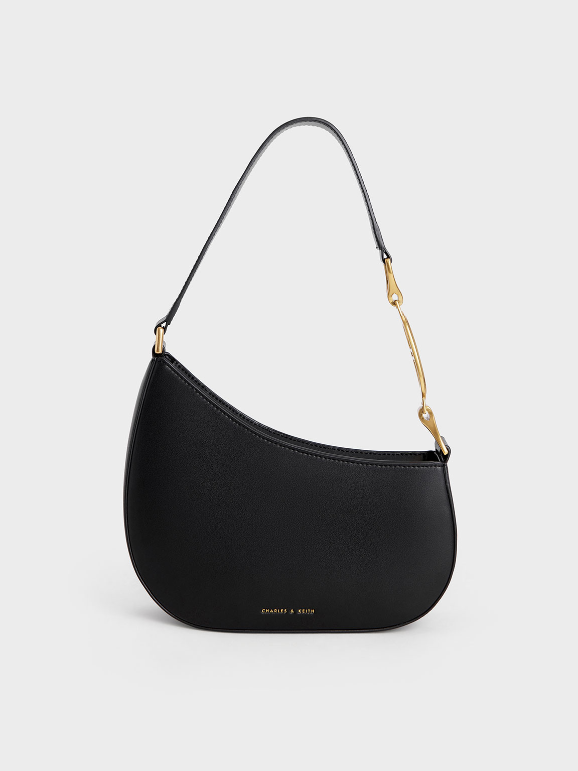 Black Asymmetrical Shoulder Bag - CHARLES & KEITH IN