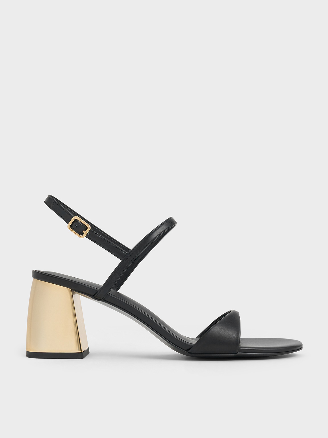 Black MetallicHeel Slingback Sandals CHARLES & KEITH IN