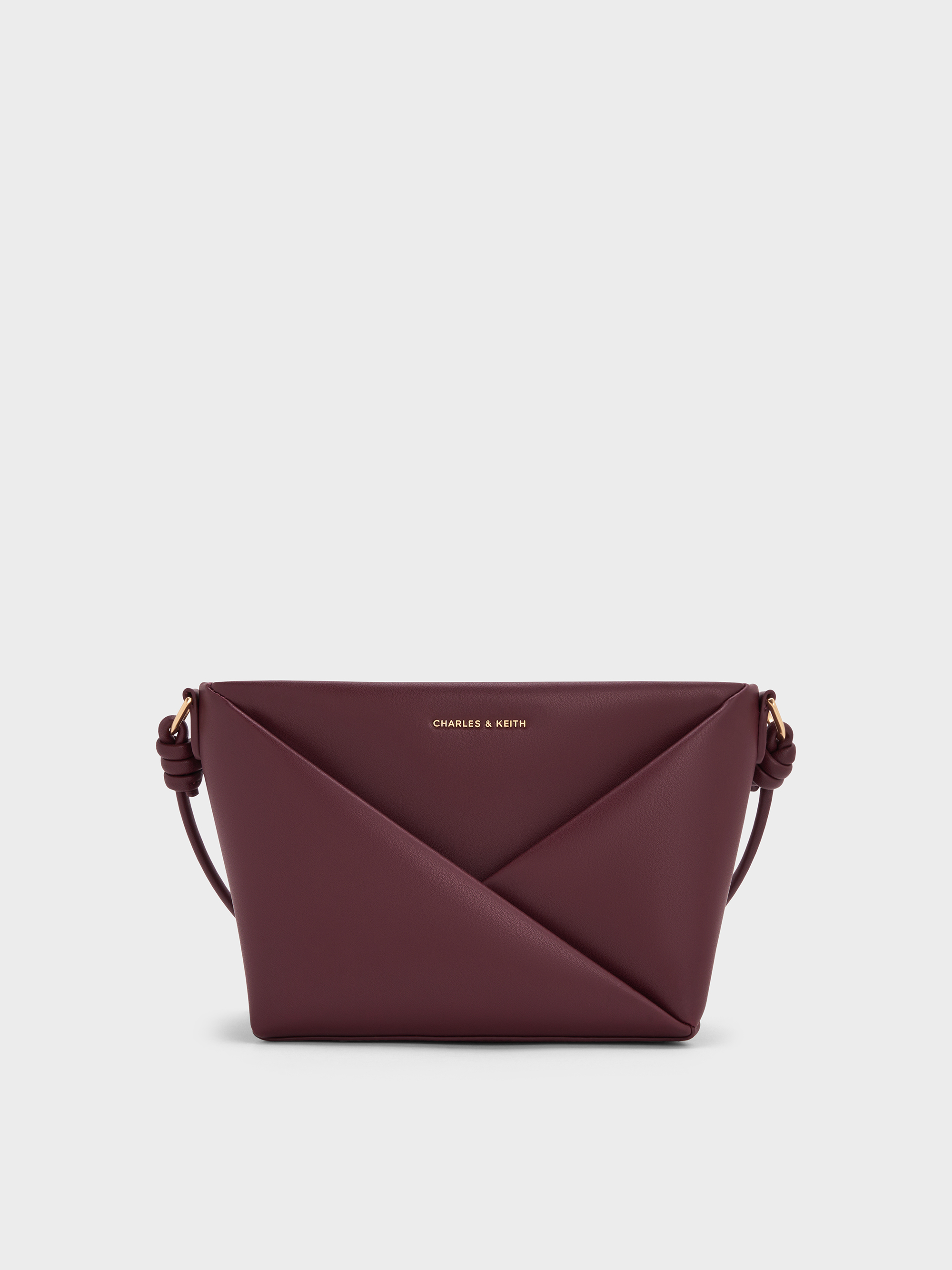 Midori Geometric Crossbody Bag - Wineberry Red - CHARLES & KEITH IN