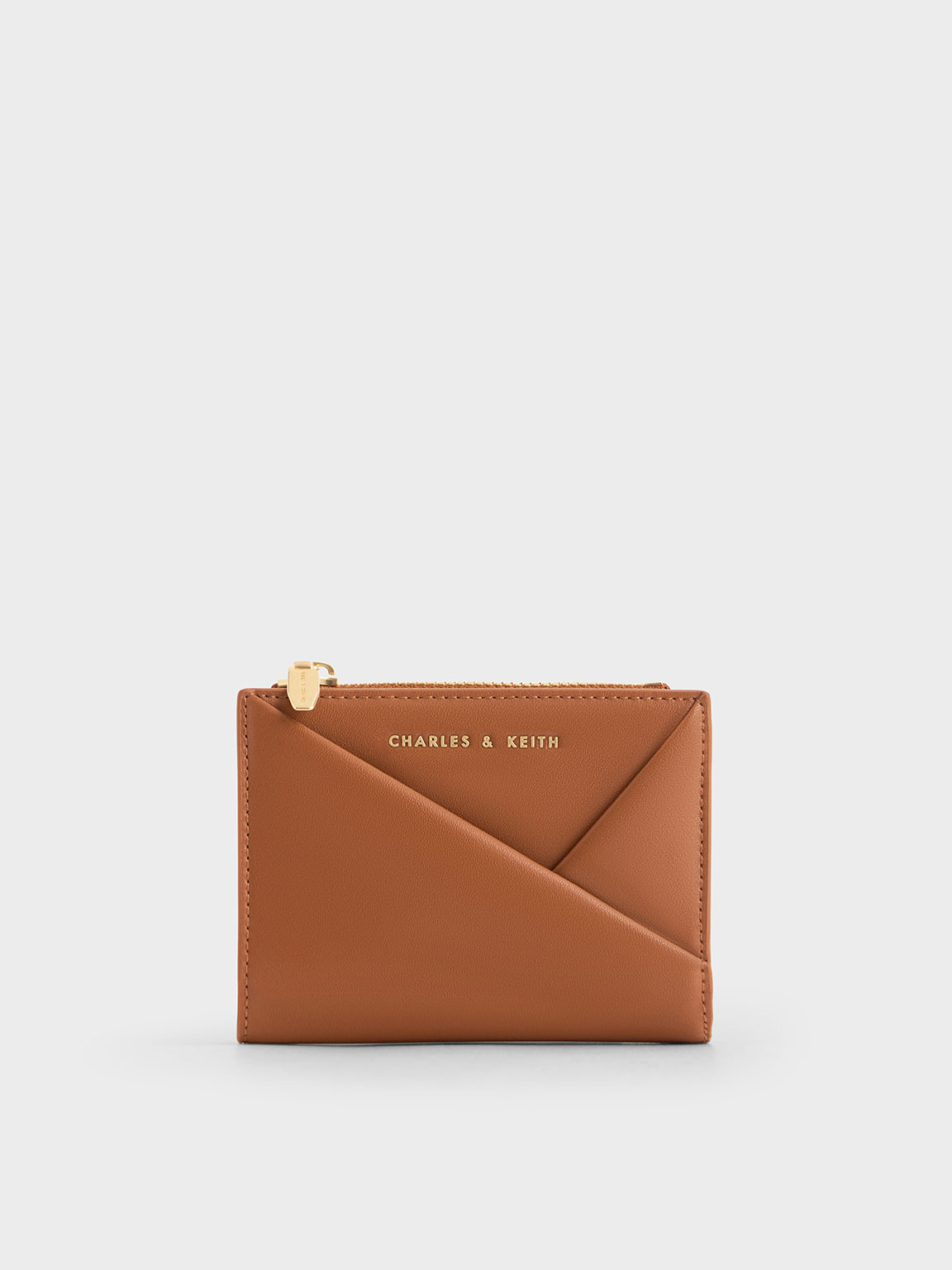 Midori Geometric Top-Zip Wallet - Tan - CHARLES & KEITH IN