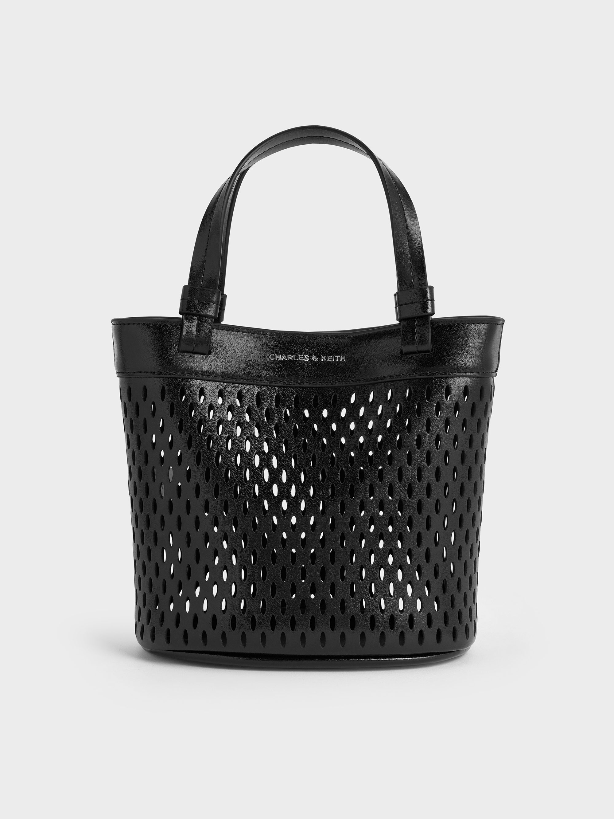 Juno Perforated Tote Bag - Noir - CHARLES & KEITH IN